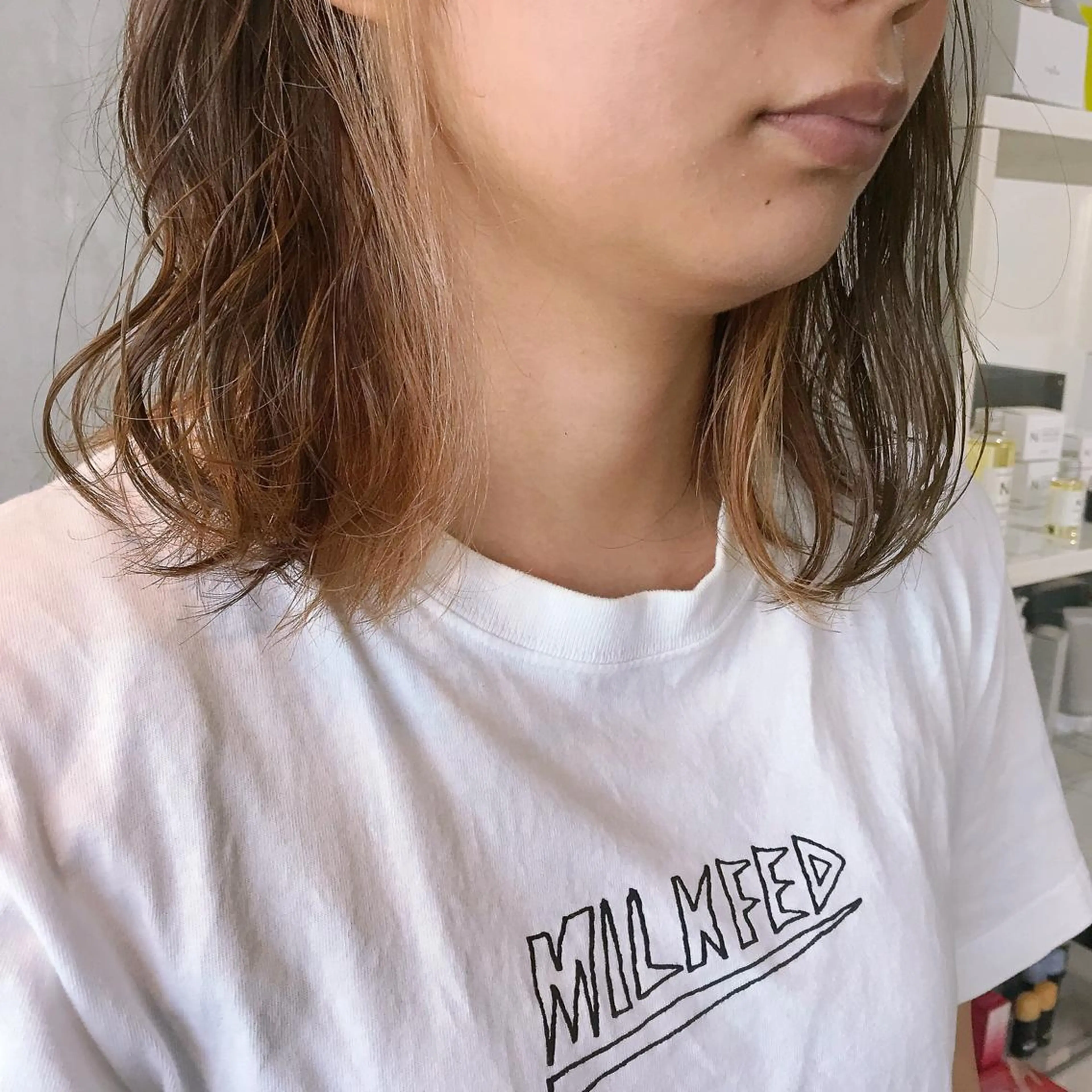 ミディアム カラー ヘアアレンジ ベージュカラー インナーカラー ホワイトベージュ stylist/蛯谷 珠里のヘアスタイル