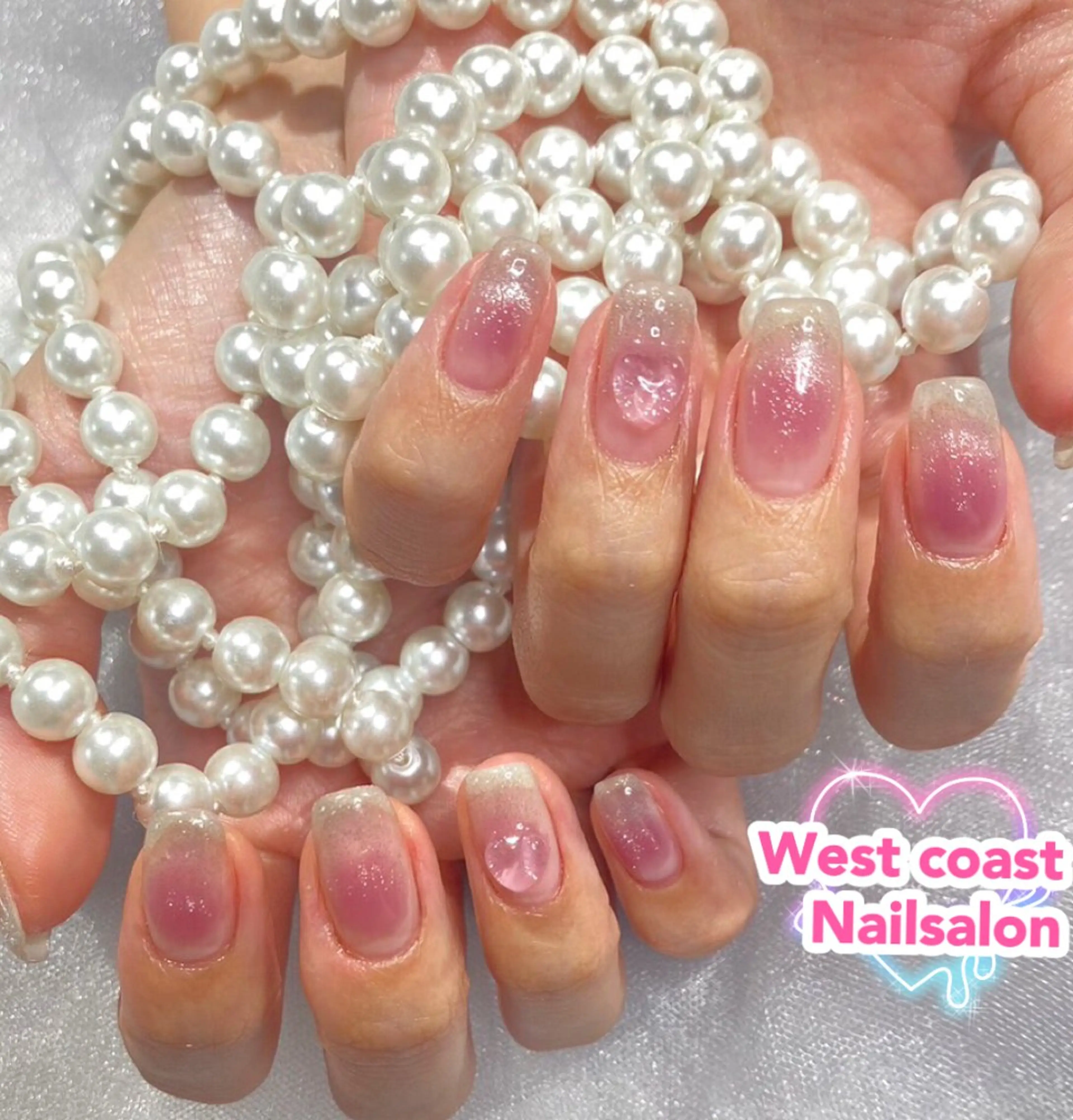 ネイル ハンドネイル リボン、ガーリー パーツ放題専門店のネイルデザイン