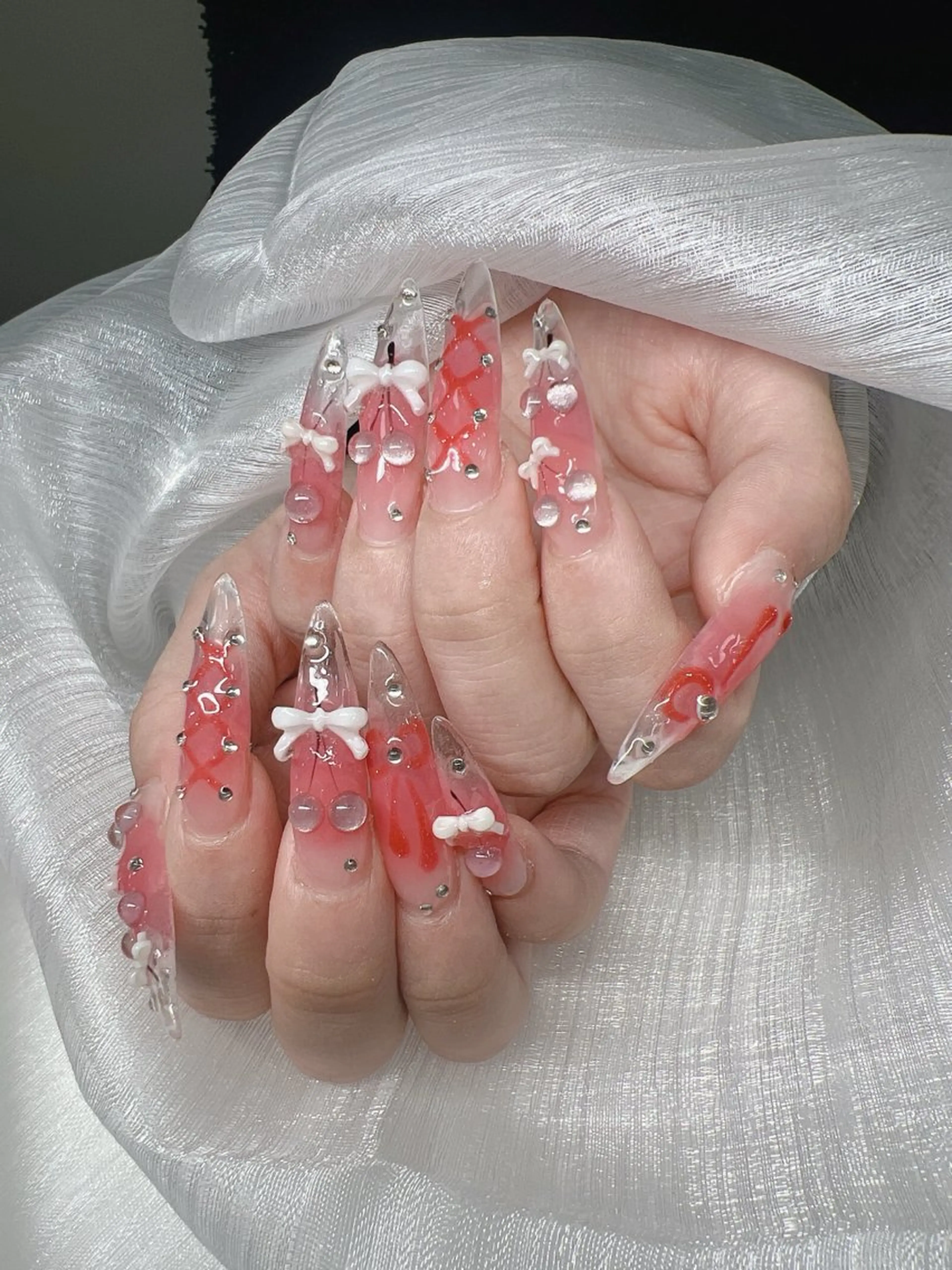 ネイル 長さ出し グラデーション キラキラネイル マグネットネイル ニュアンスネイル Lee Nails チップ長さだし専門店のネイルデザイン