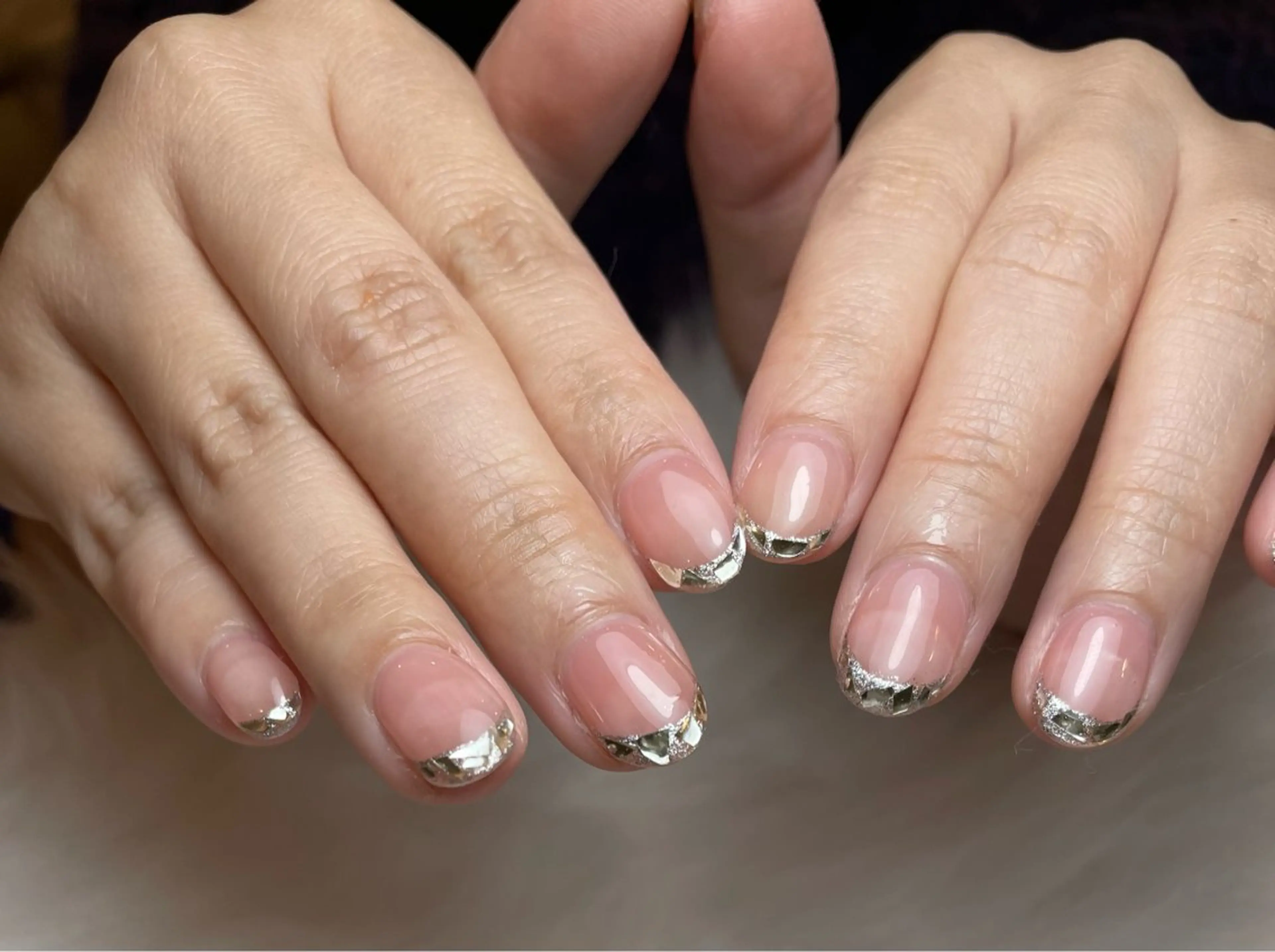 ネイル フレンチネイル ガラスフレンチ eyelash&nail YUZUME所属・Narumi/ YUZUME銀座のネイルデザイン