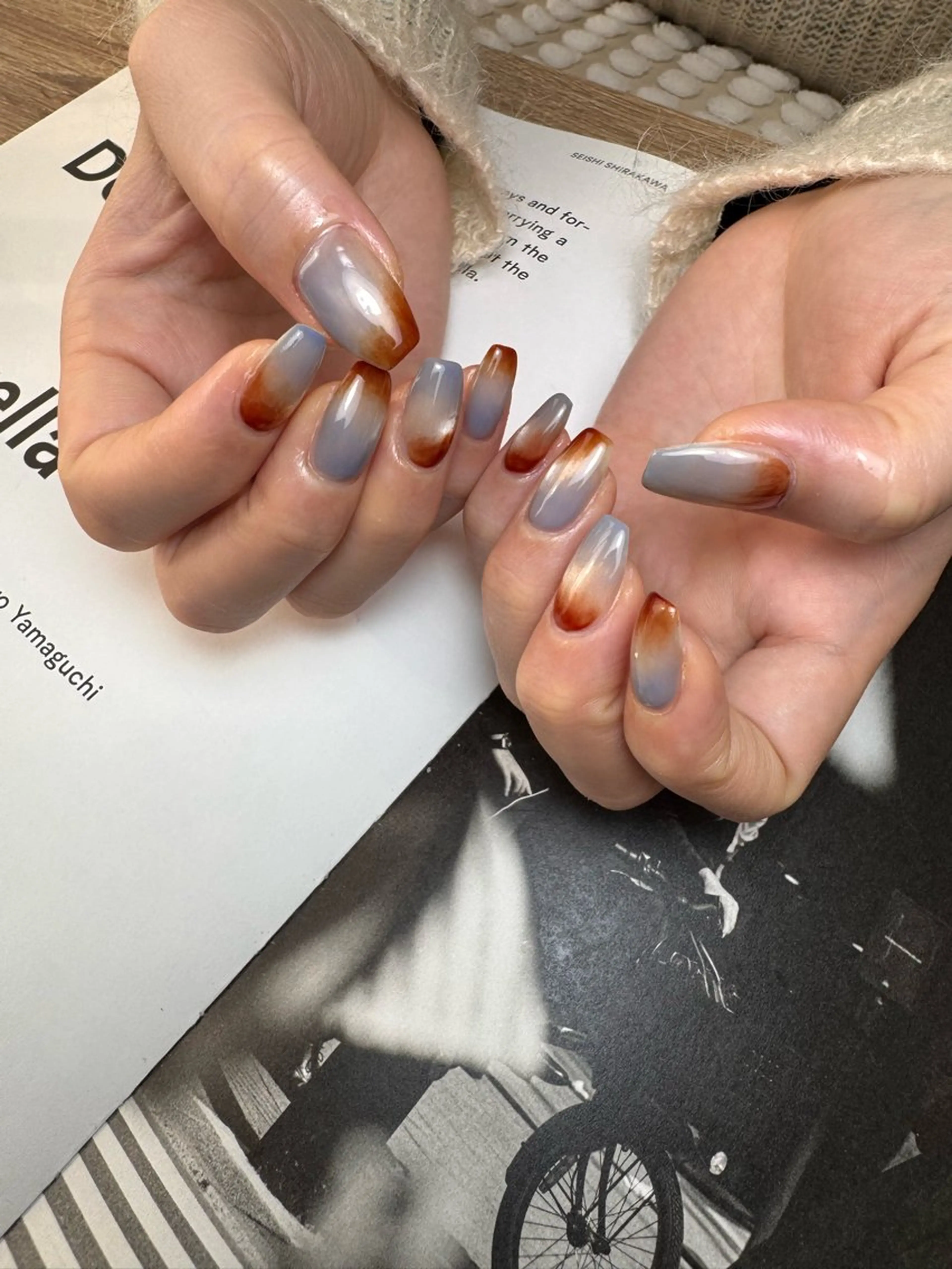 ネイル マグネットネイル ニュアンスネイル ハンドネイル 白日-hakubi nail-のネイルデザイン