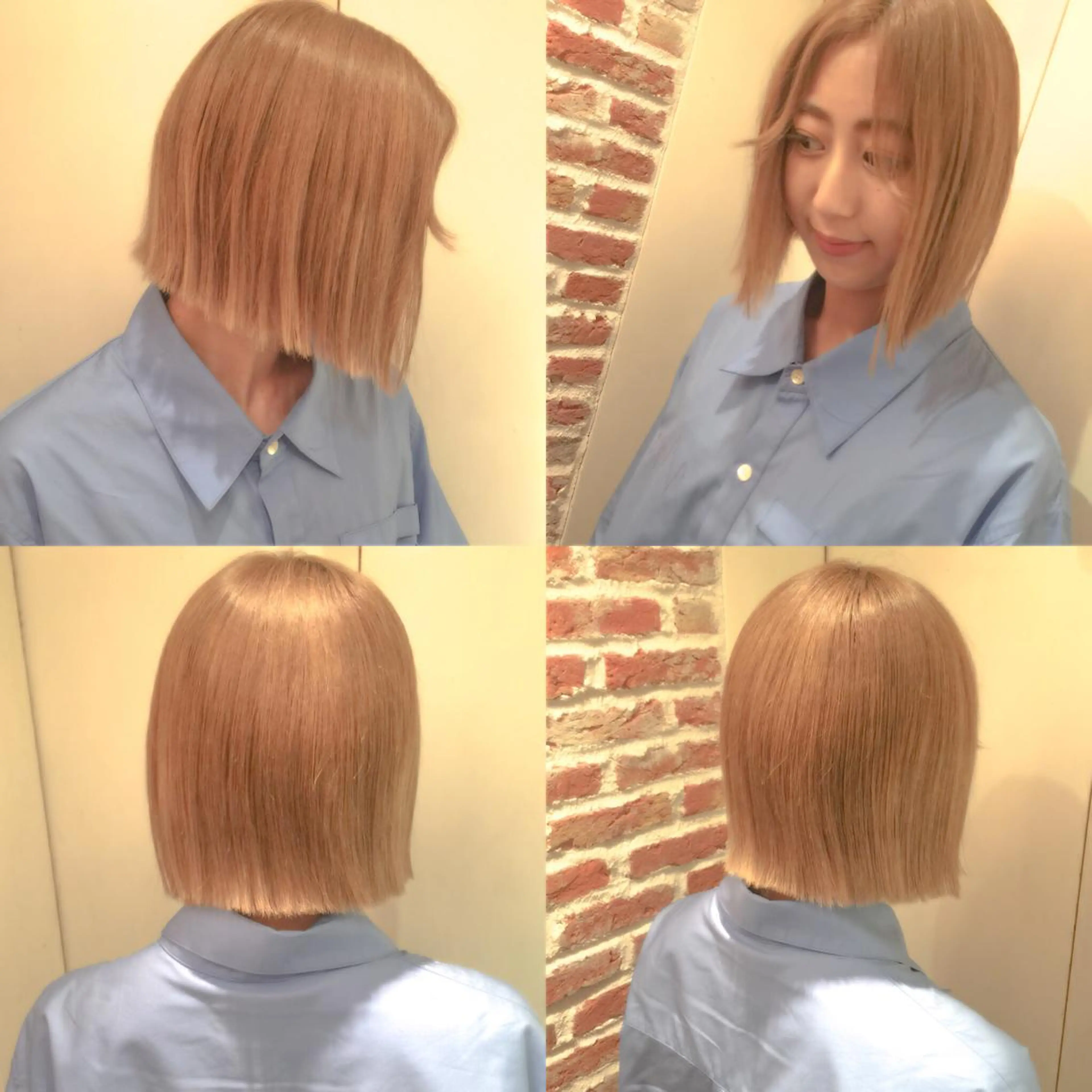 ミディアム 切りっぱなしボブ ボブ タンバルモリ 韓国風ヘア ホワイト&レイヤーカ ットエクステ長畠俊輔のヘアスタイル