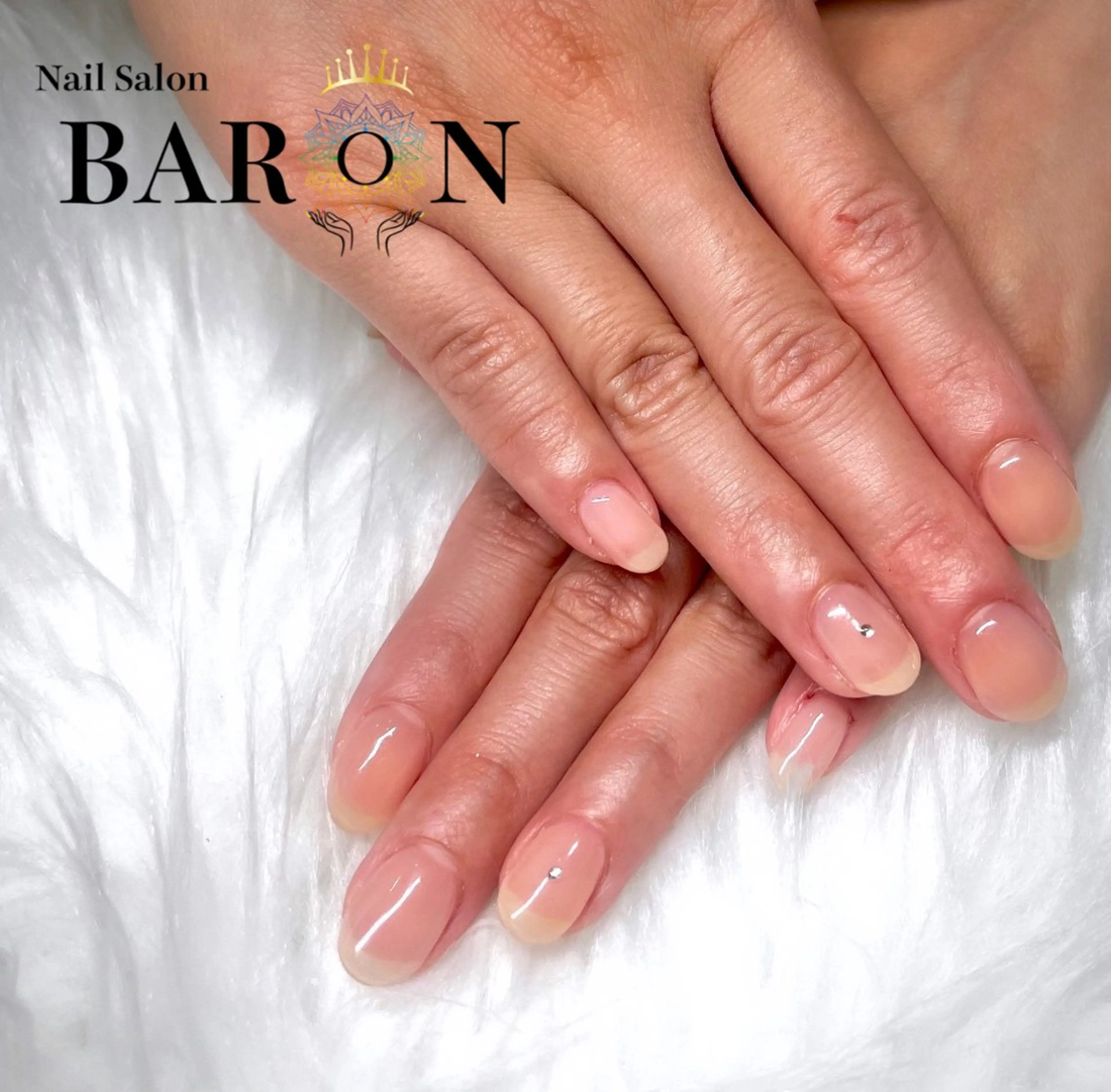 ネイル ピンク ストーンネイル ハンドネイル ☆SAKI☆ BARON 店長のネイルデザイン