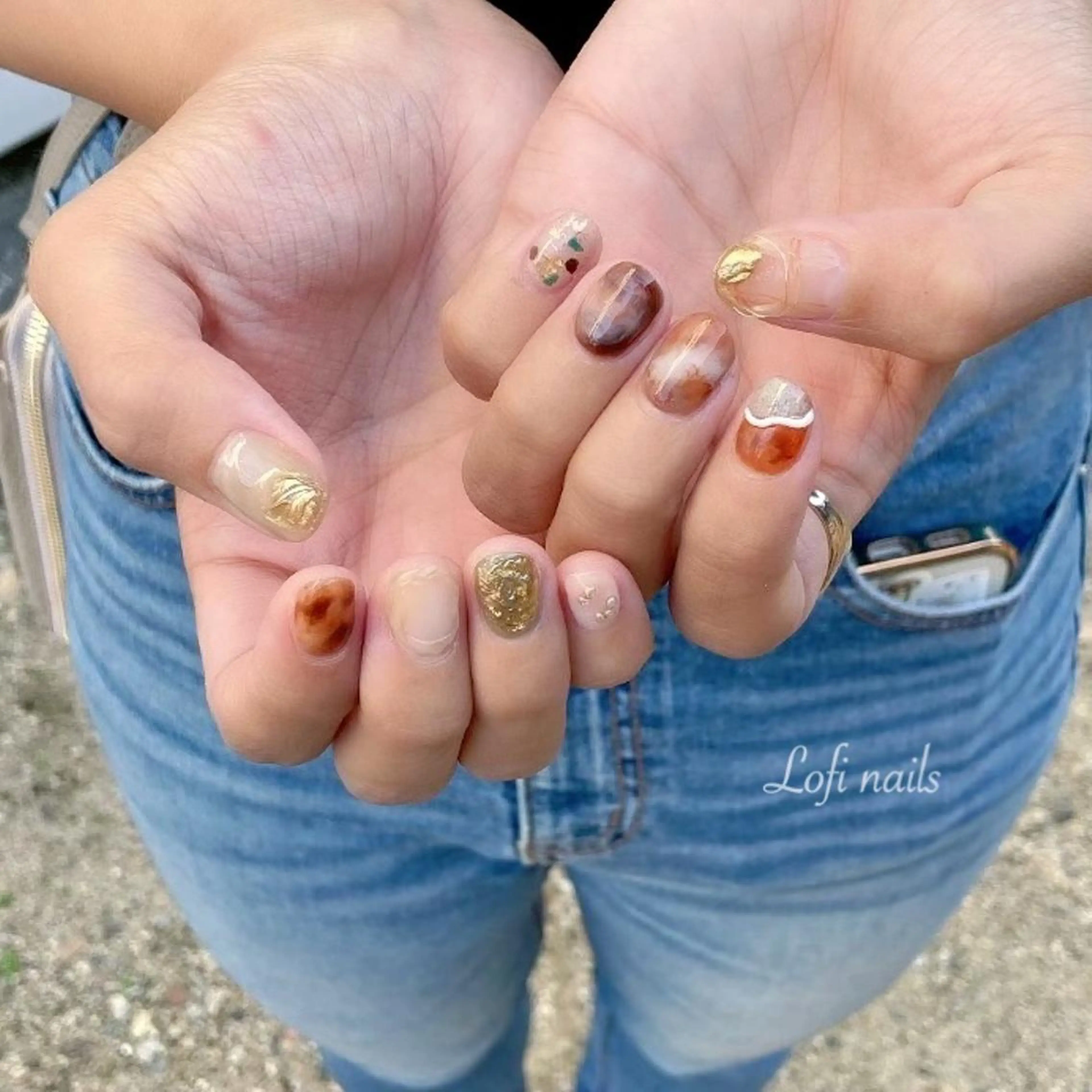 ショート ネイル ニュアンスネイル Lofi nails ゆきこのネイルデザイン