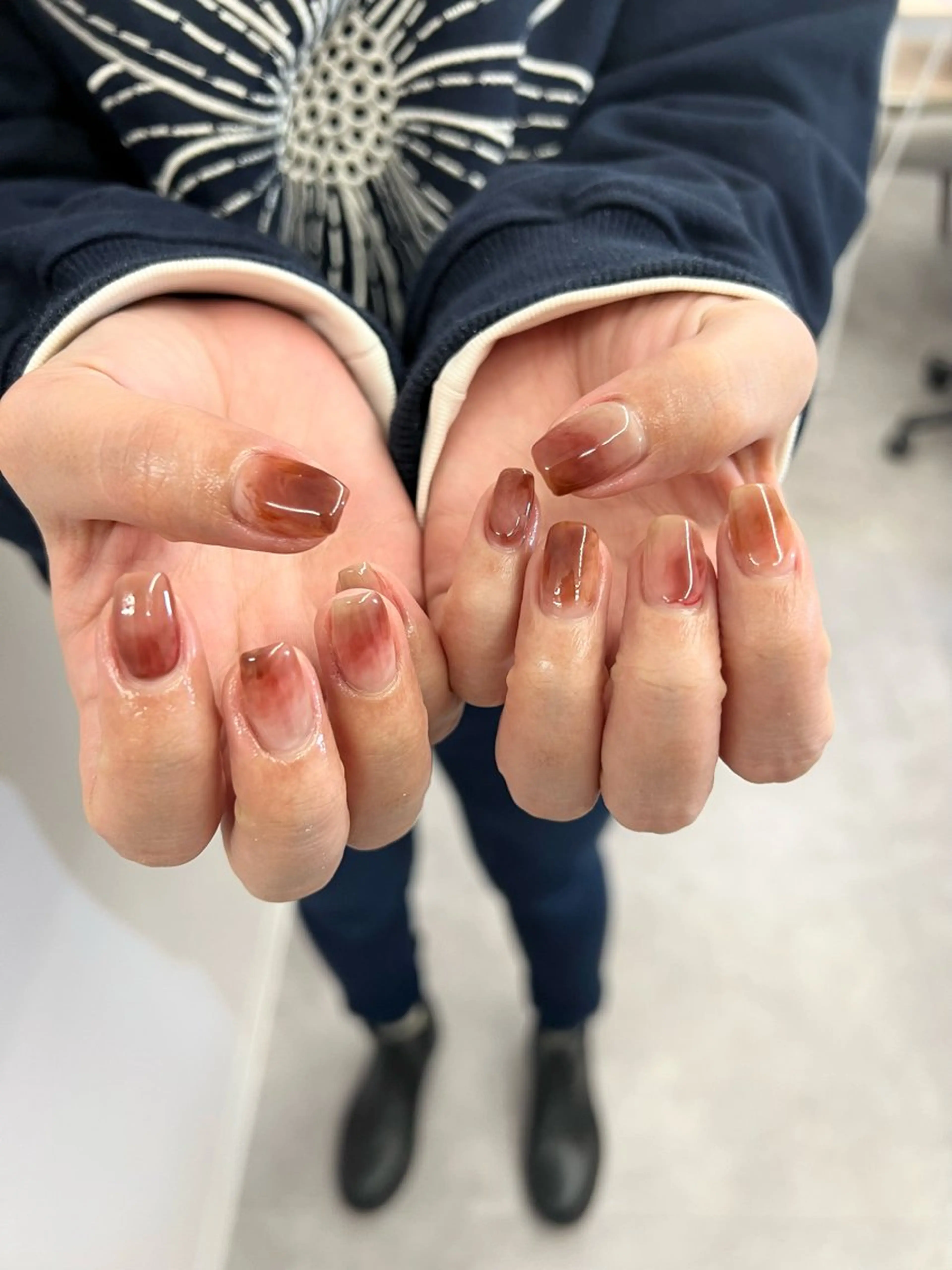 ネイル ブラウン フレンチネイル ジェルネイル マグネットネイル ニュアンスネイル ハンドネイル ハンドケア Bana_ Nailのその他イメージ