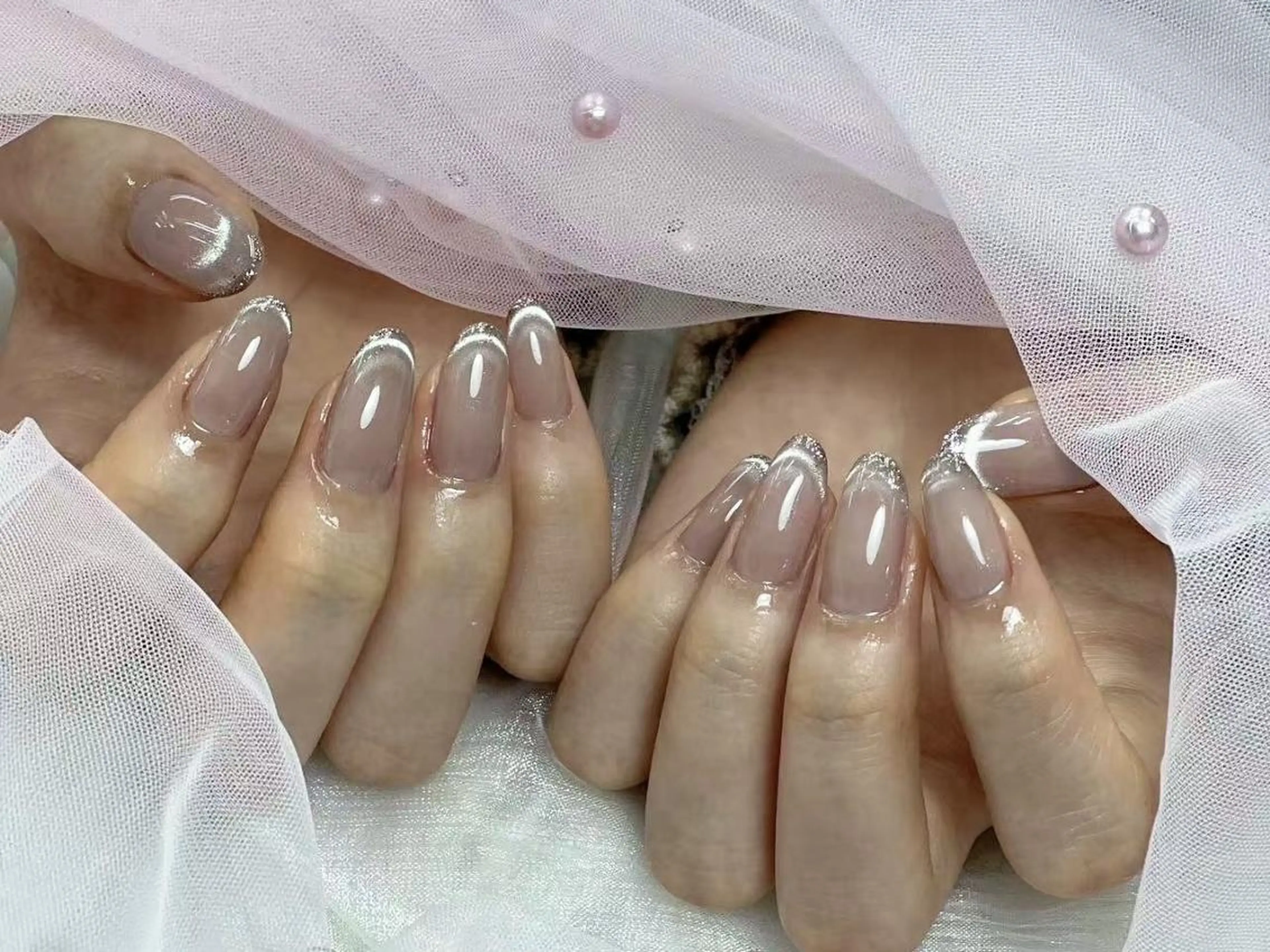 メンズ ネイル メンズ韓国風 アートネイル フレンチネイル ジェルネイル キラキラネイル Bloom kabukiのネイルデザイン