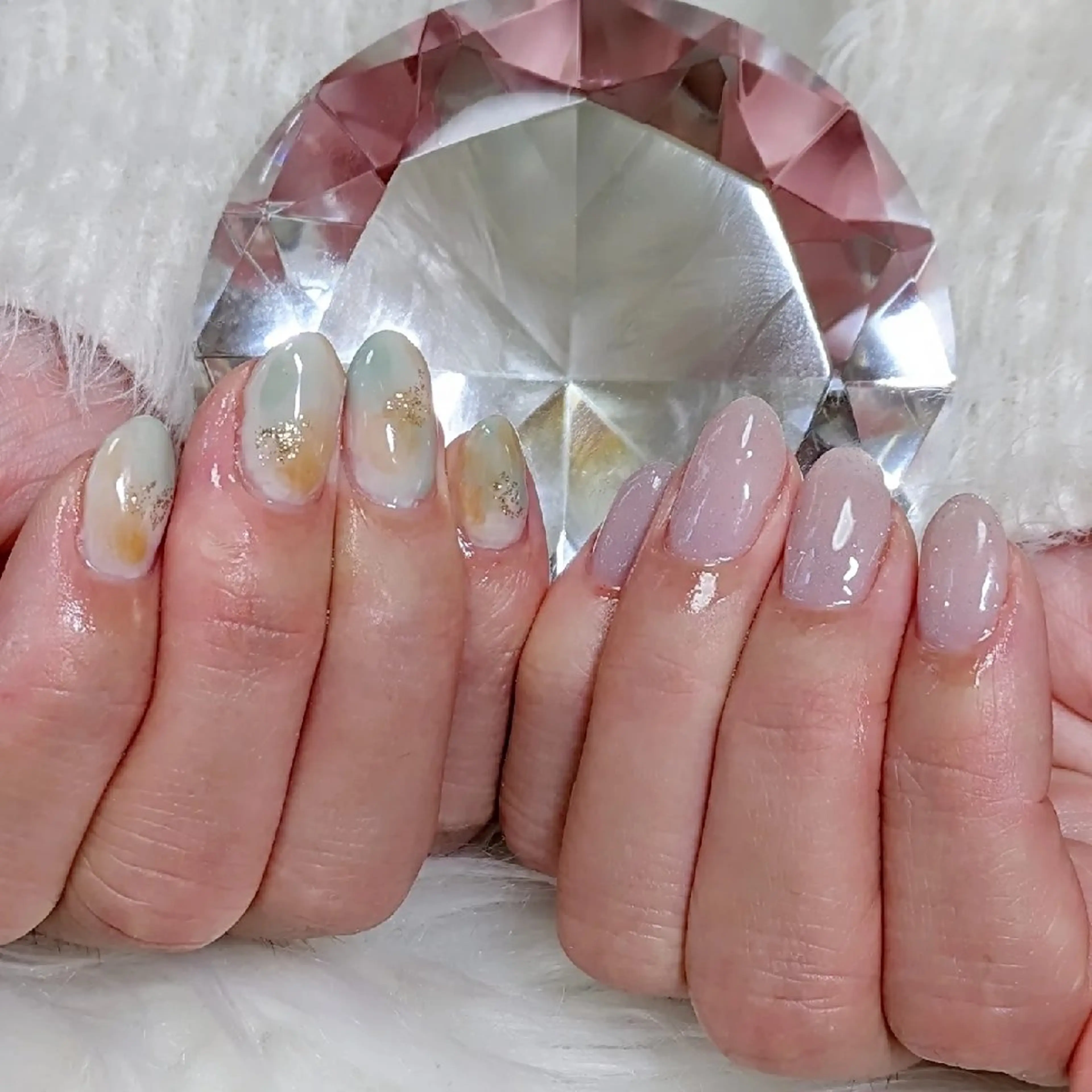 ネイル フラッシュネイル ニュアンスネイル 冬ネイル m&pPrivate nailsalonのネイルデザイン