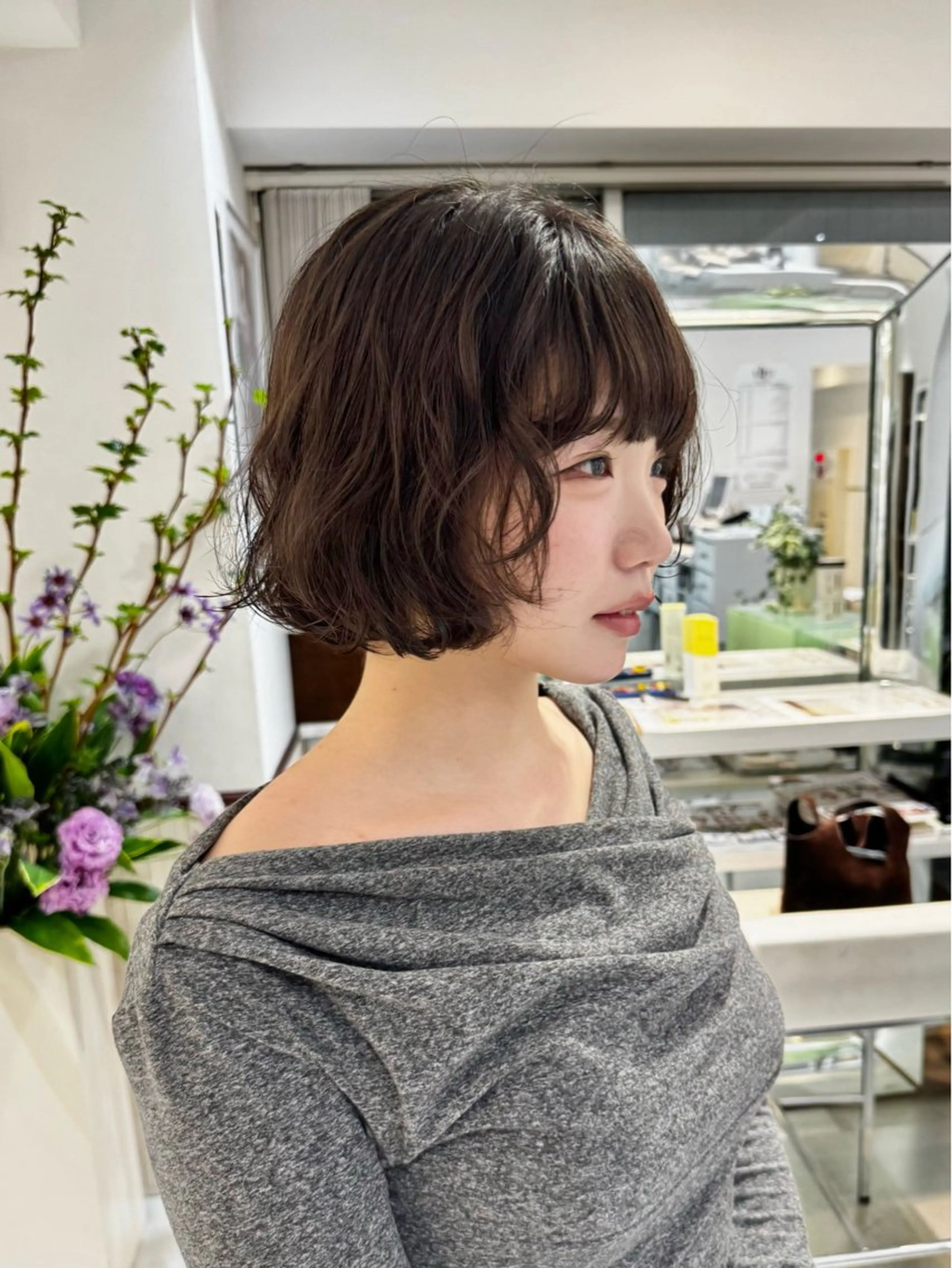 ショート パーマ カット パーマ トリートメント ZENKO表参道店所属・デジタルパーマ 🌀ボブ　萩原　龍のヘアスタイル