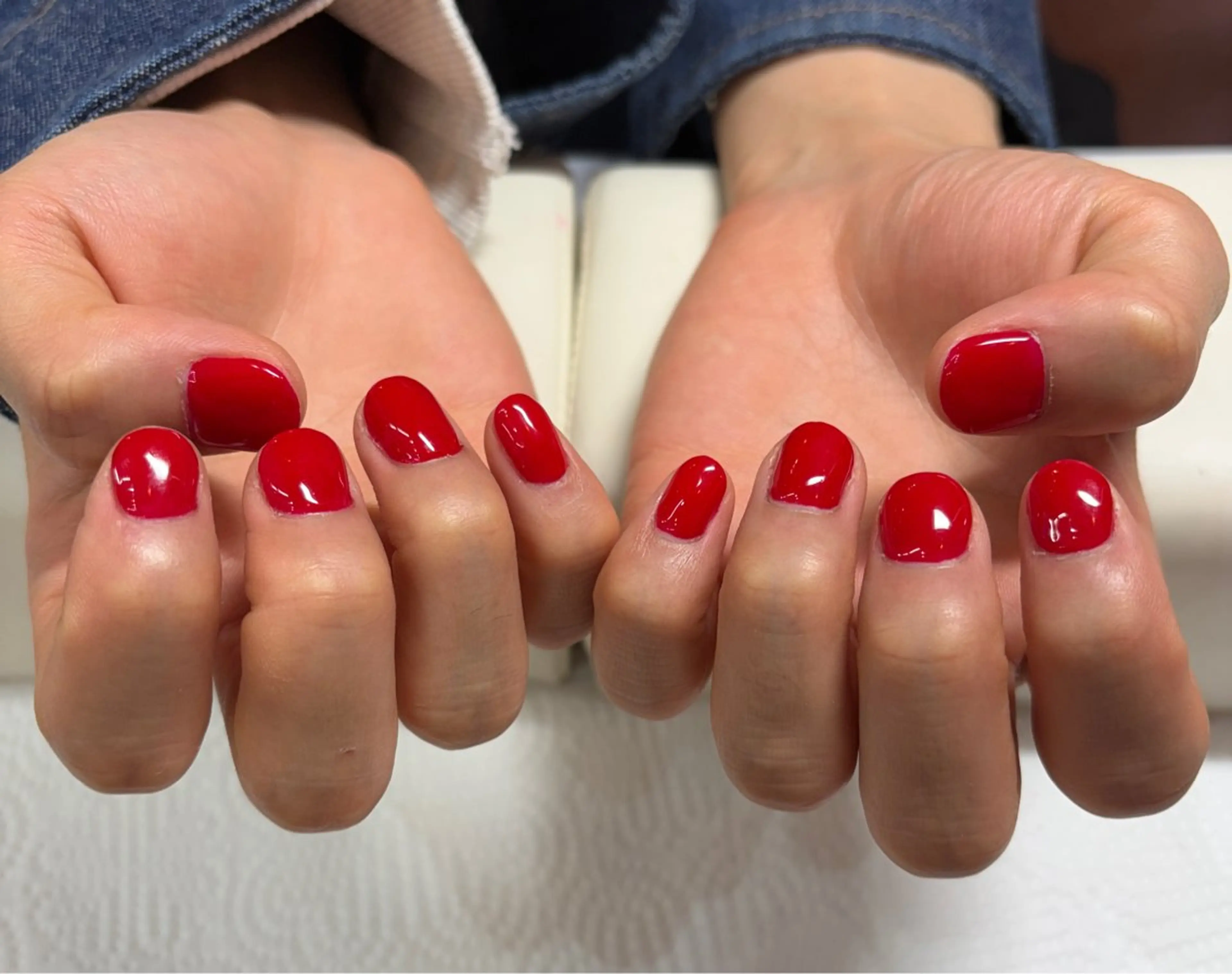 ネイル ワンカラーネイル 赤色 爪神所属・＊爪神＊ 珠裕‪ miyuのネイルデザイン