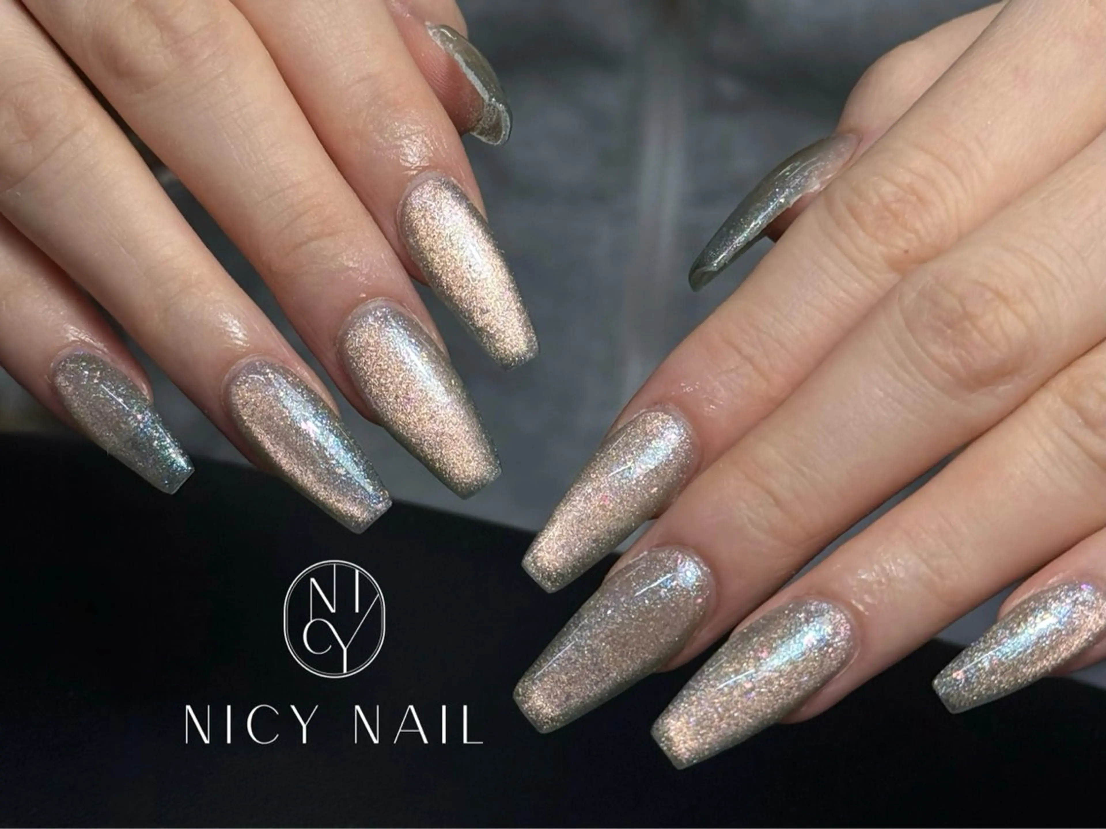 ネイル アートネイル オーロラネイル ブルー チークネイル フットネイル ハンドネイル Anna_ Nicy Nailのネイルデザイン