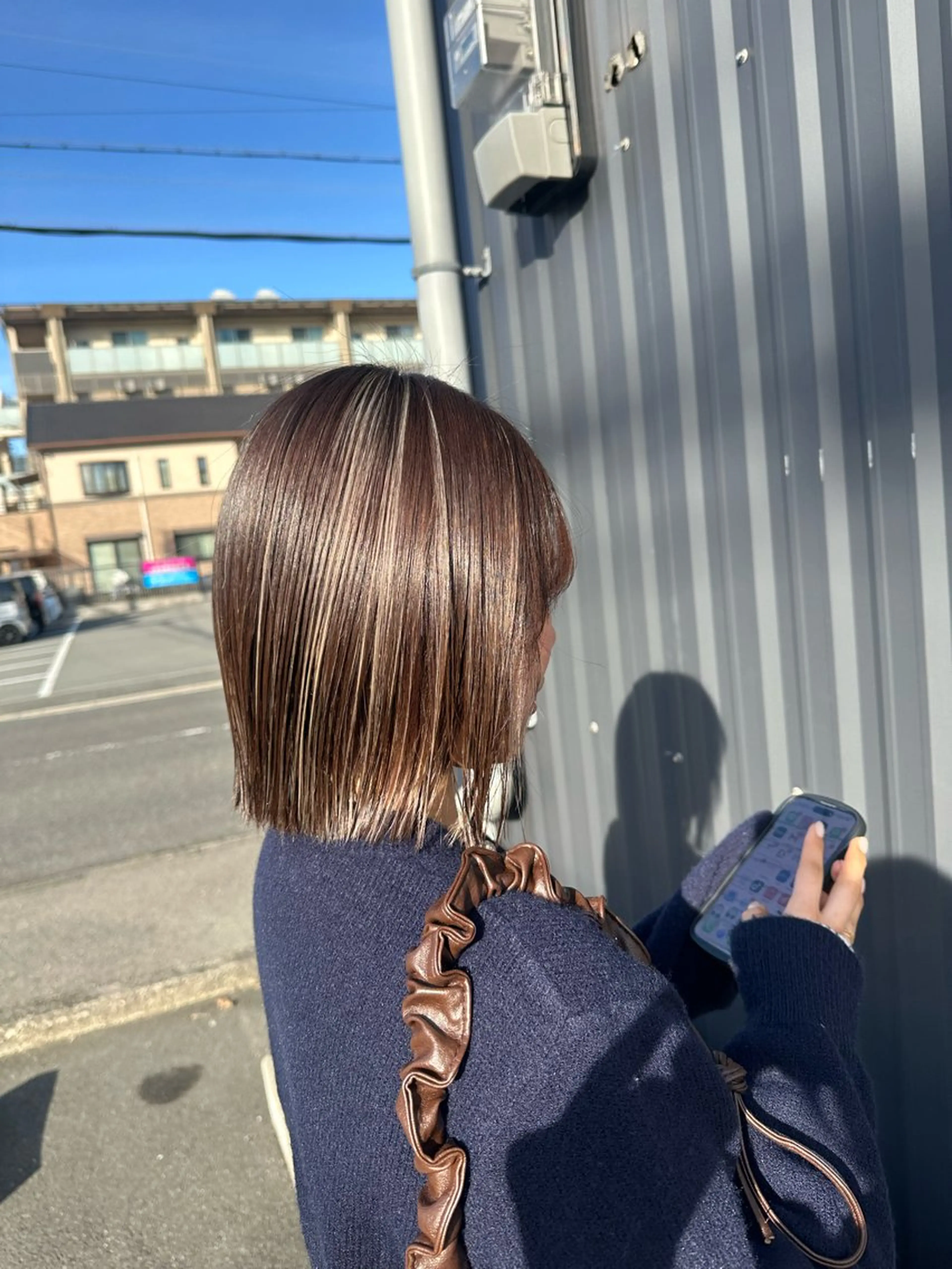 ミディアム カラー ハイライトカラー ボブ ハイライト カット stark 北川珠里のヘアスタイル