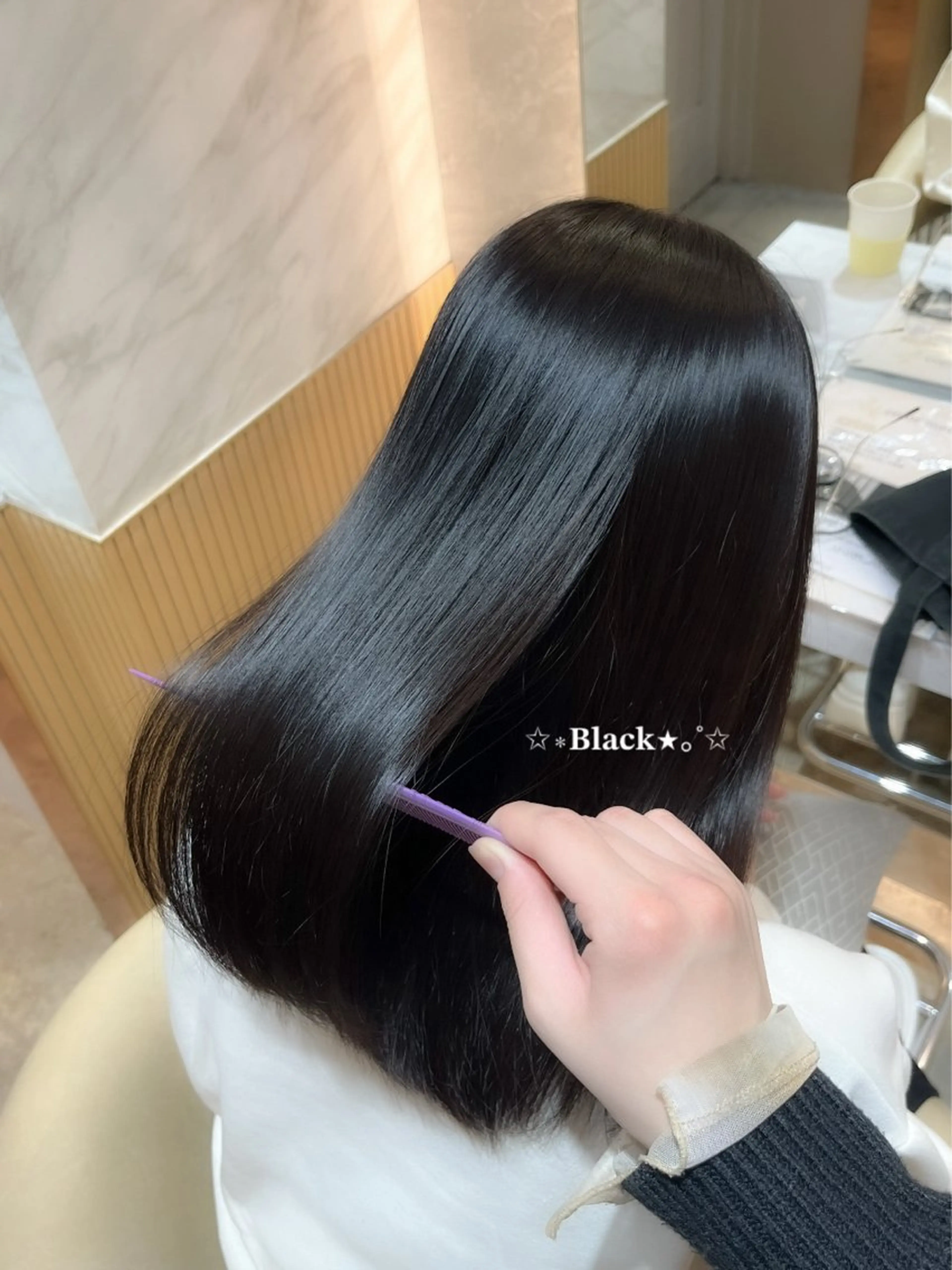 🫐推しに会う前に飛びっきり可愛く⸜❤︎⸝‍🫐暗髪推しおすすめ！ワンカラー＋1stepトリートメント✨️の写真