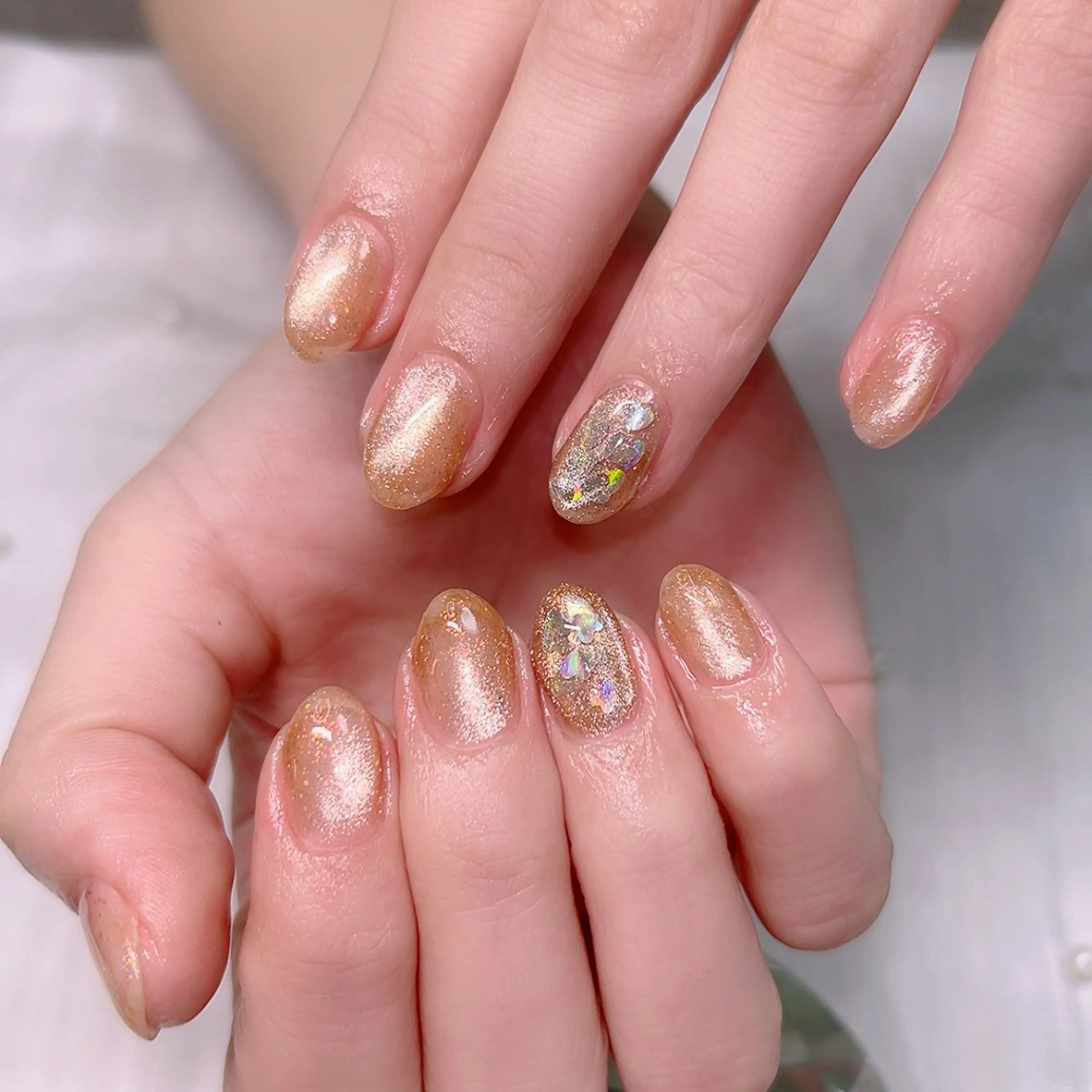 ネイル オーロラネイル キラキラネイル マグネットネイル ミラーネイル 夏ネイル ハンドネイル Cute Tips nailのネイルデザイン