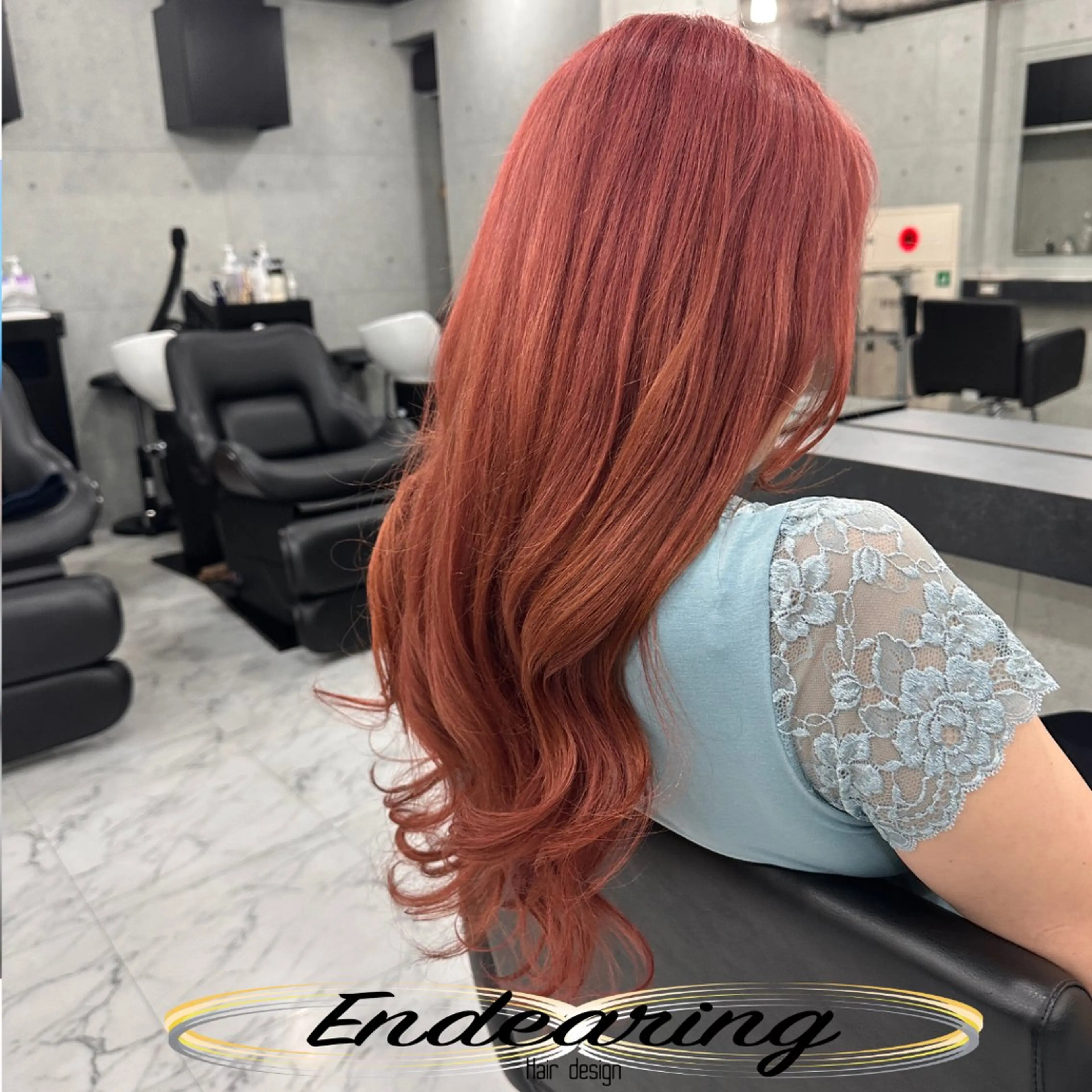 カラー ブリーチ オレンジ ピンクカラー カット ヘアカラー Endearing 銀座/レイヤーカットのヘアスタイル