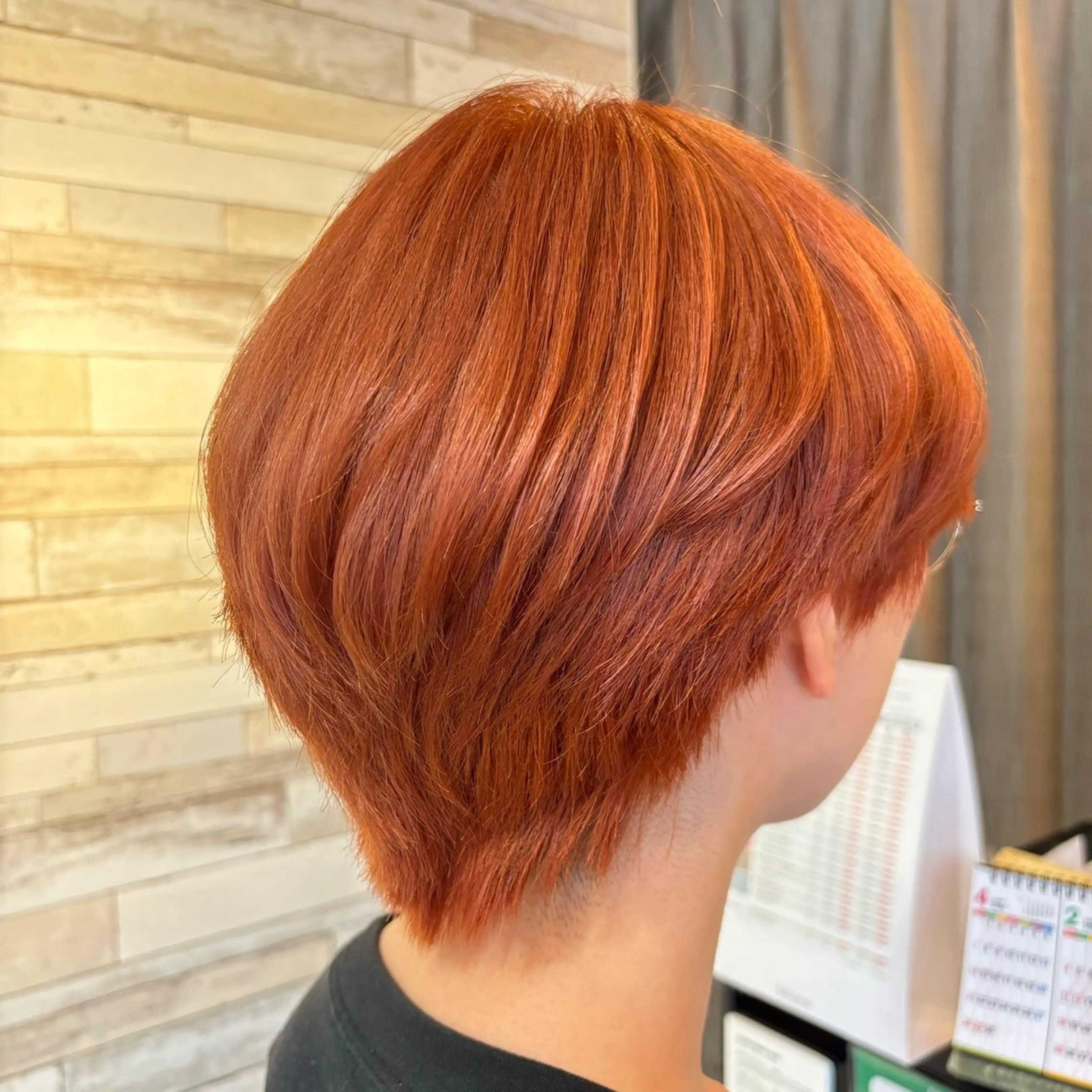 ショート カラー オレンジ ヘアカラー ボブカット/アレンジ /さきのヘアスタイル