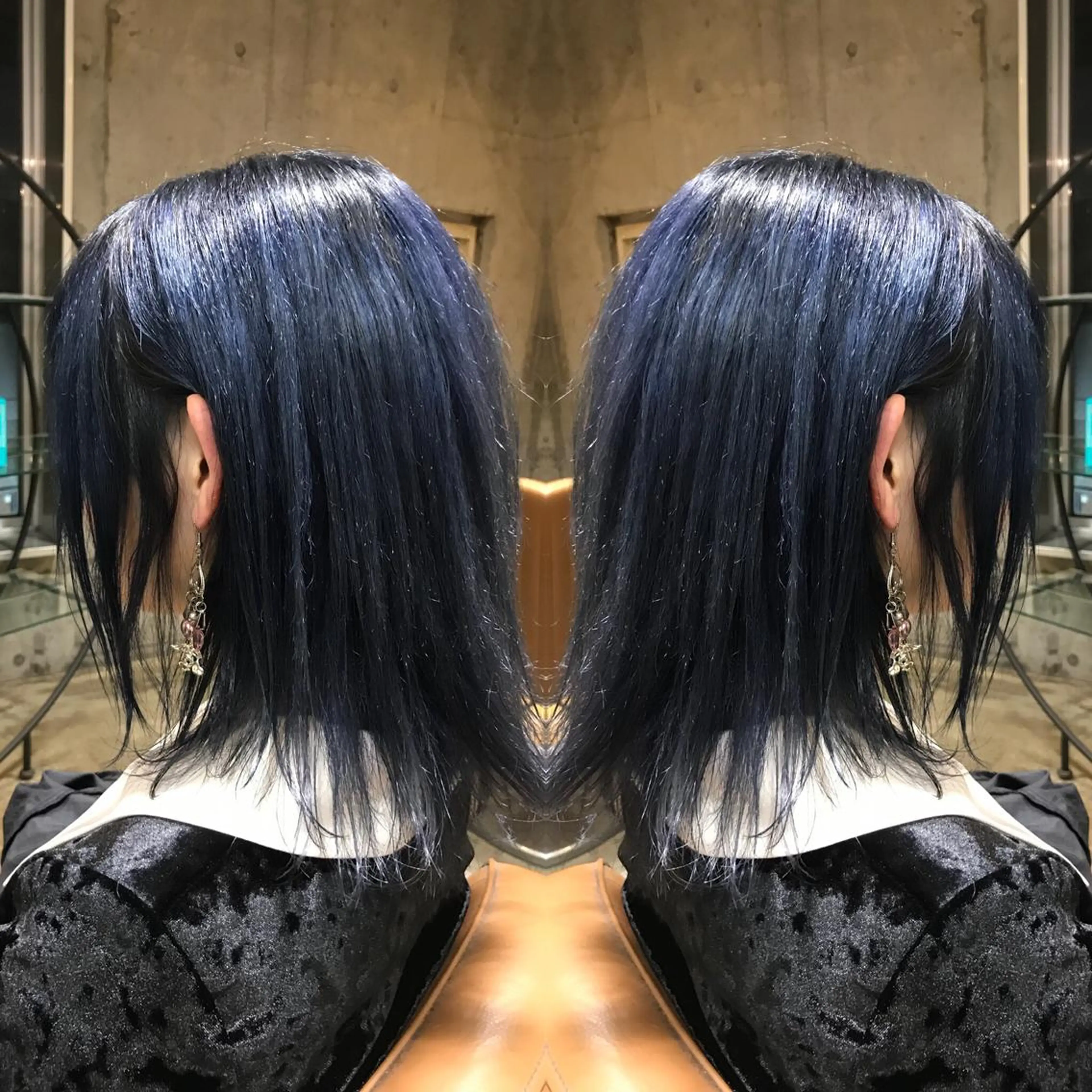 ミディアム カラー パーマ ヘアアレンジ メンズ キッズ ネイル マツエク・マツパ ブルーカラー ブルーグレー ブルー サロンドミルク 原宿のヘアスタイル