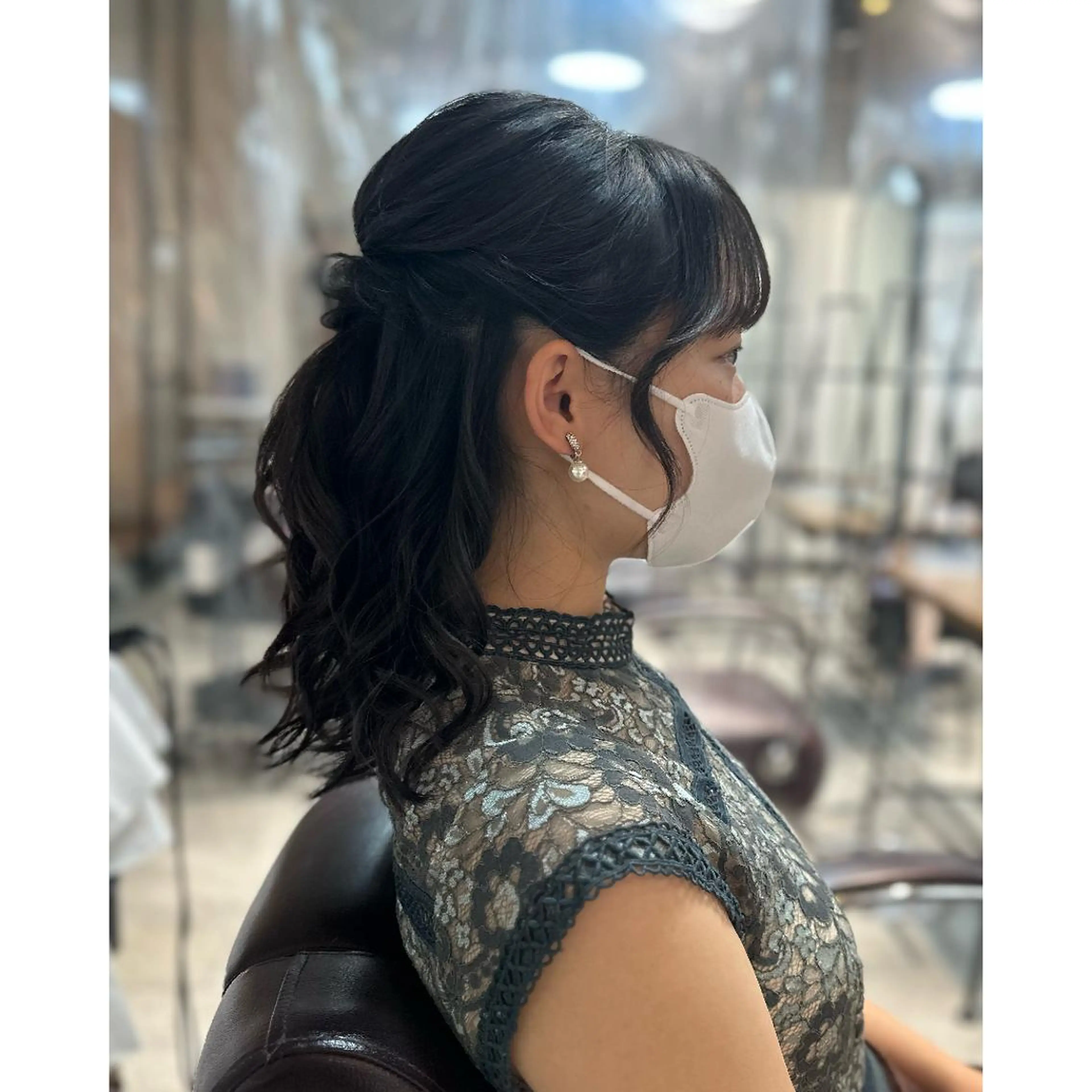 セミロング カラー パーマ ヘアアレンジ メンズ キッズ ハーフアップ 結婚式・ブライダル ヘアセット BRAIDS💎愛子 大人ハイライト💎のヘアスタイル
