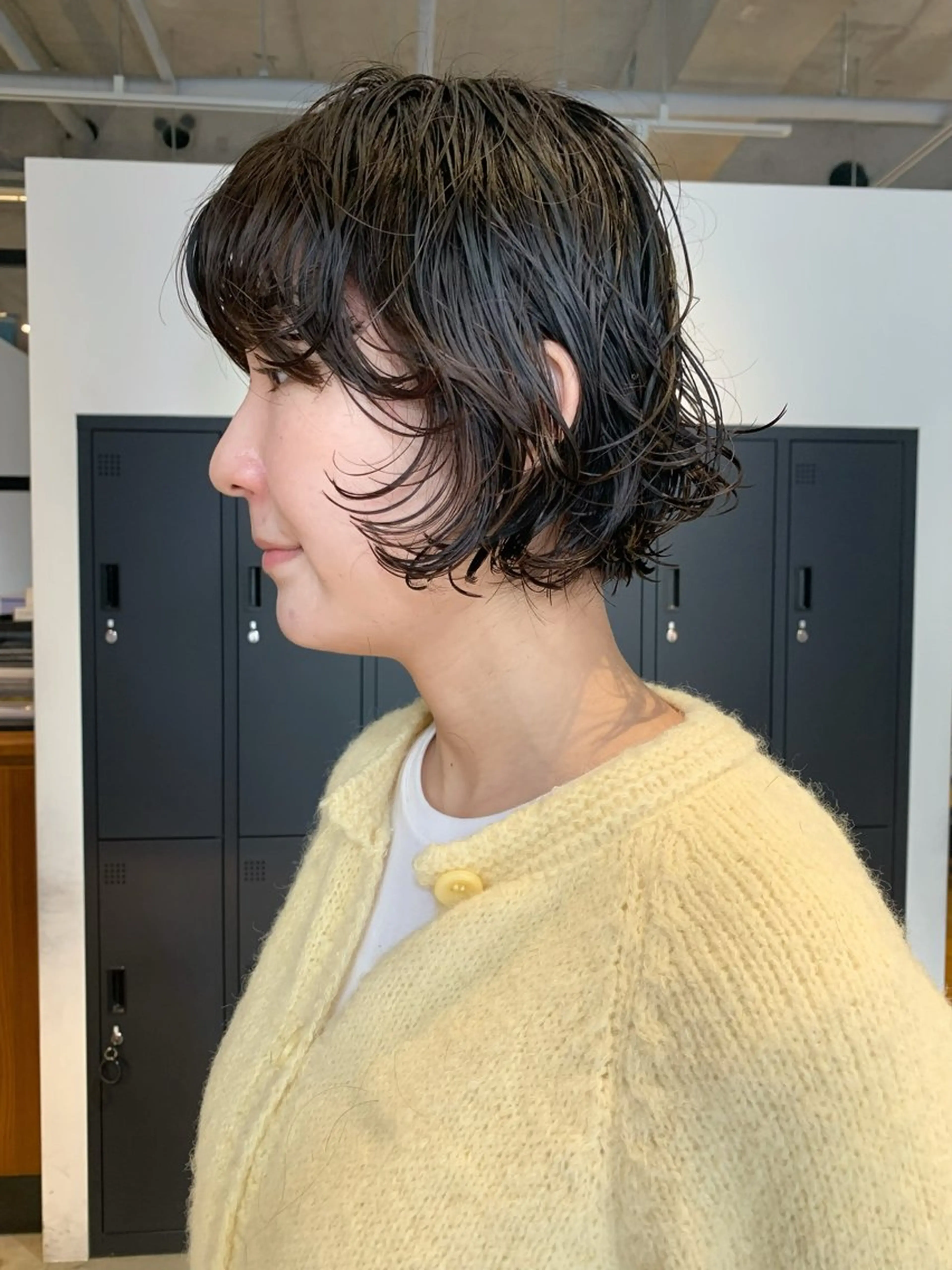 ミディアム カラー パーマ 川崎ショート　ボブ 朝ラクパーマ横山大樹のヘアスタイル