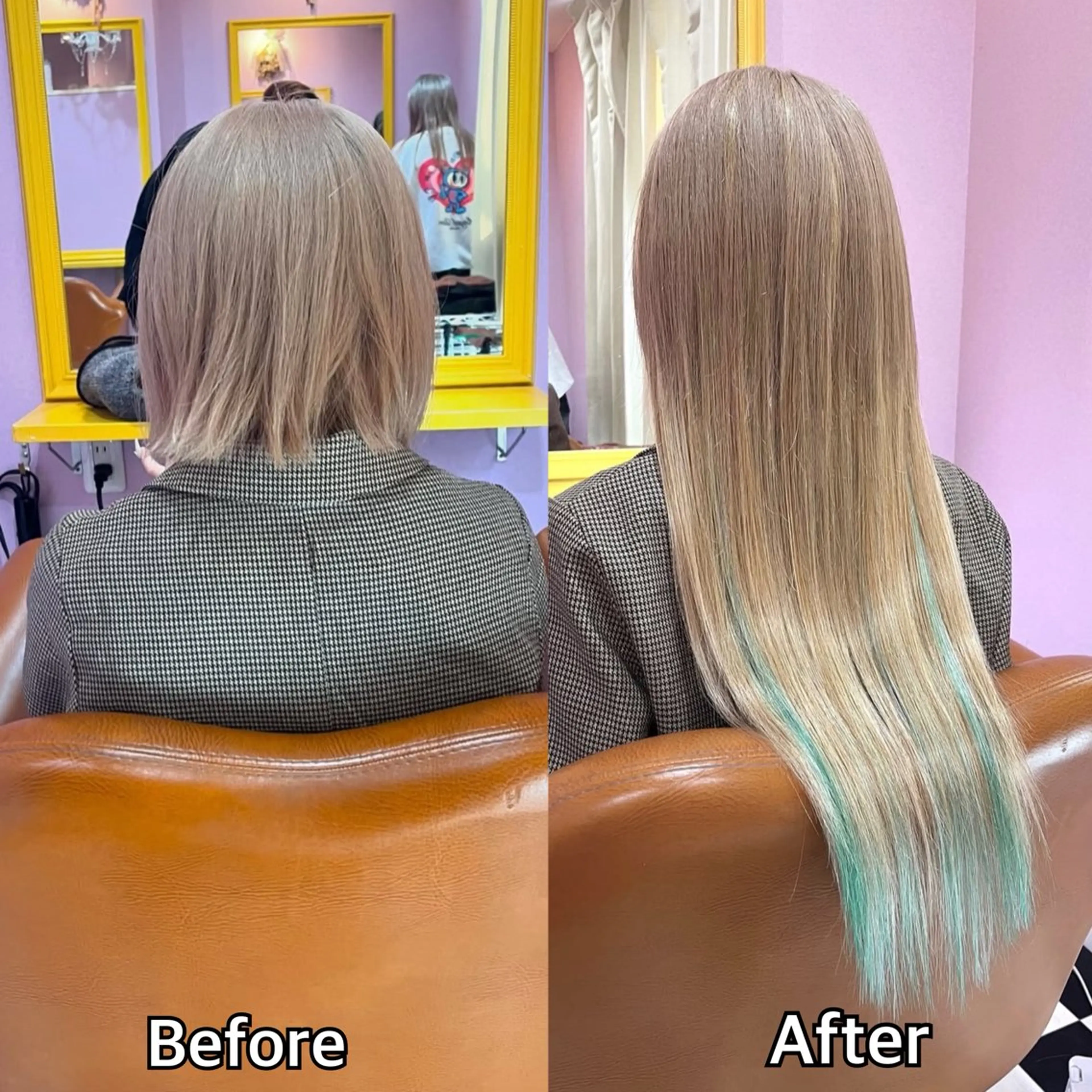 ロング シール+ちび編み込み エクステ梅田🐨のヘアスタイル