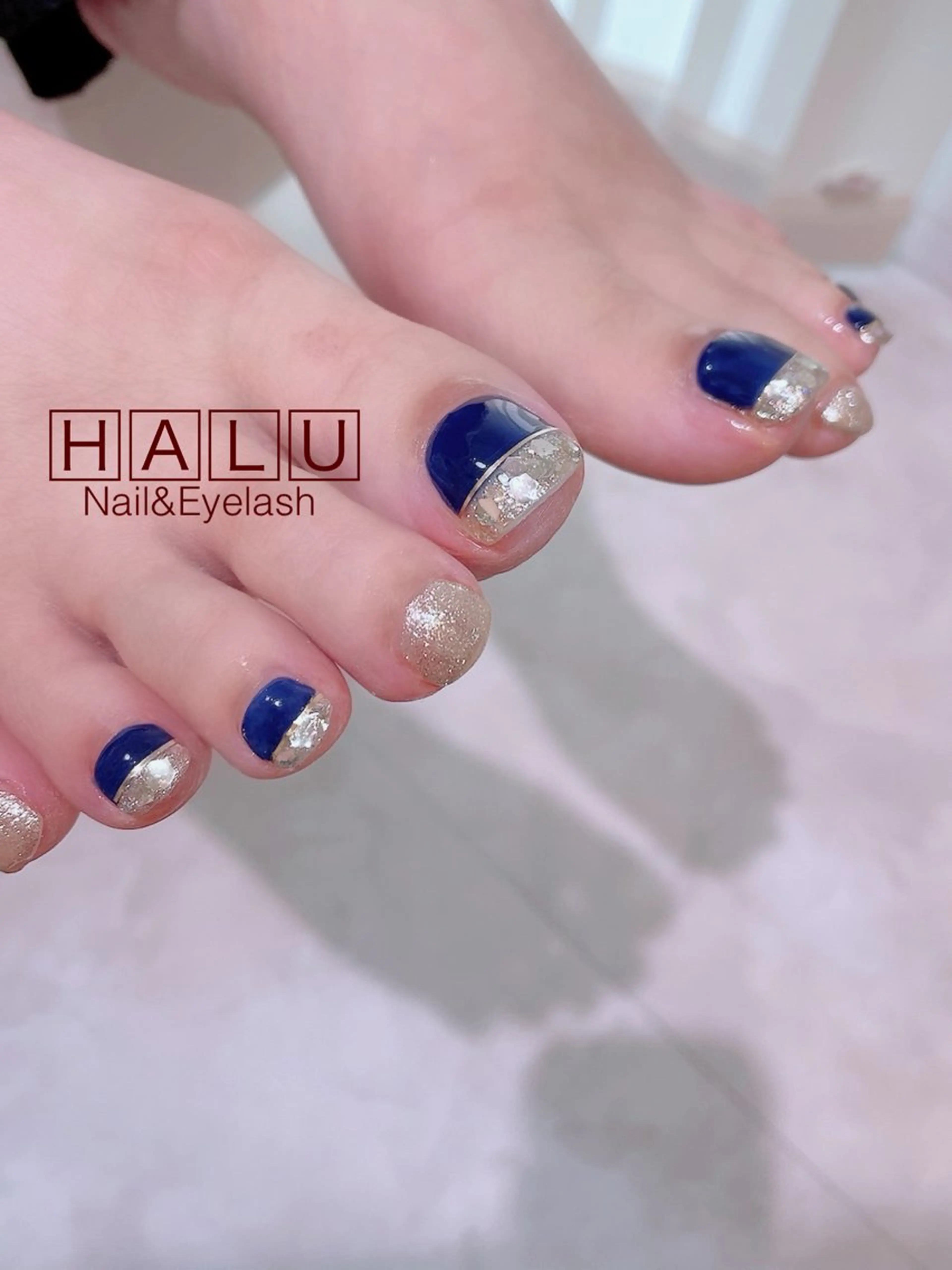 ネイル ラメ(グリッター) ネイビー HALU ハルのネイルデザイン
