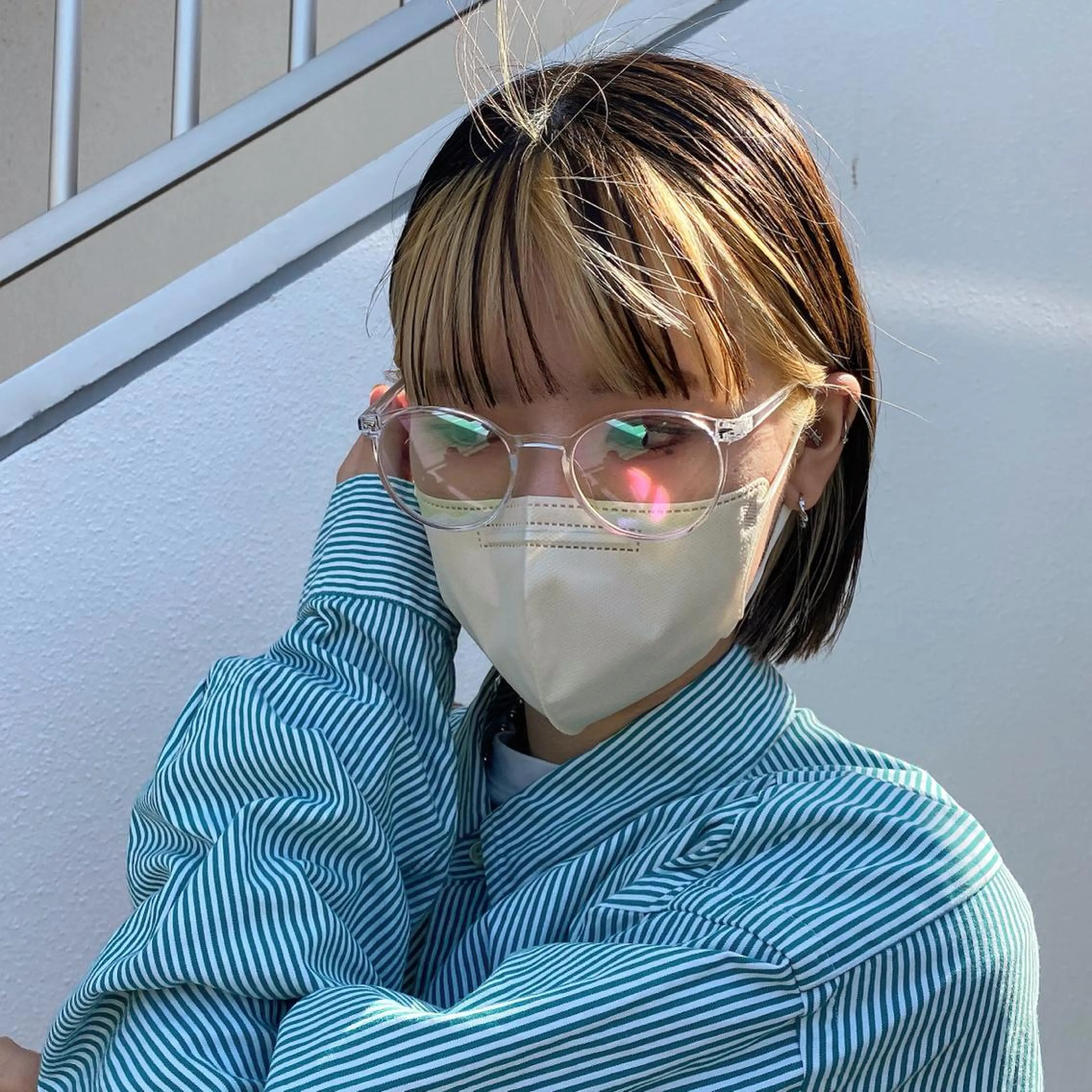 カラー ミストバング ベージュカラー  フェイスフレーミング ハイトーンカラー ハイトーンベージュ geep Ryoyaのヘアスタイル