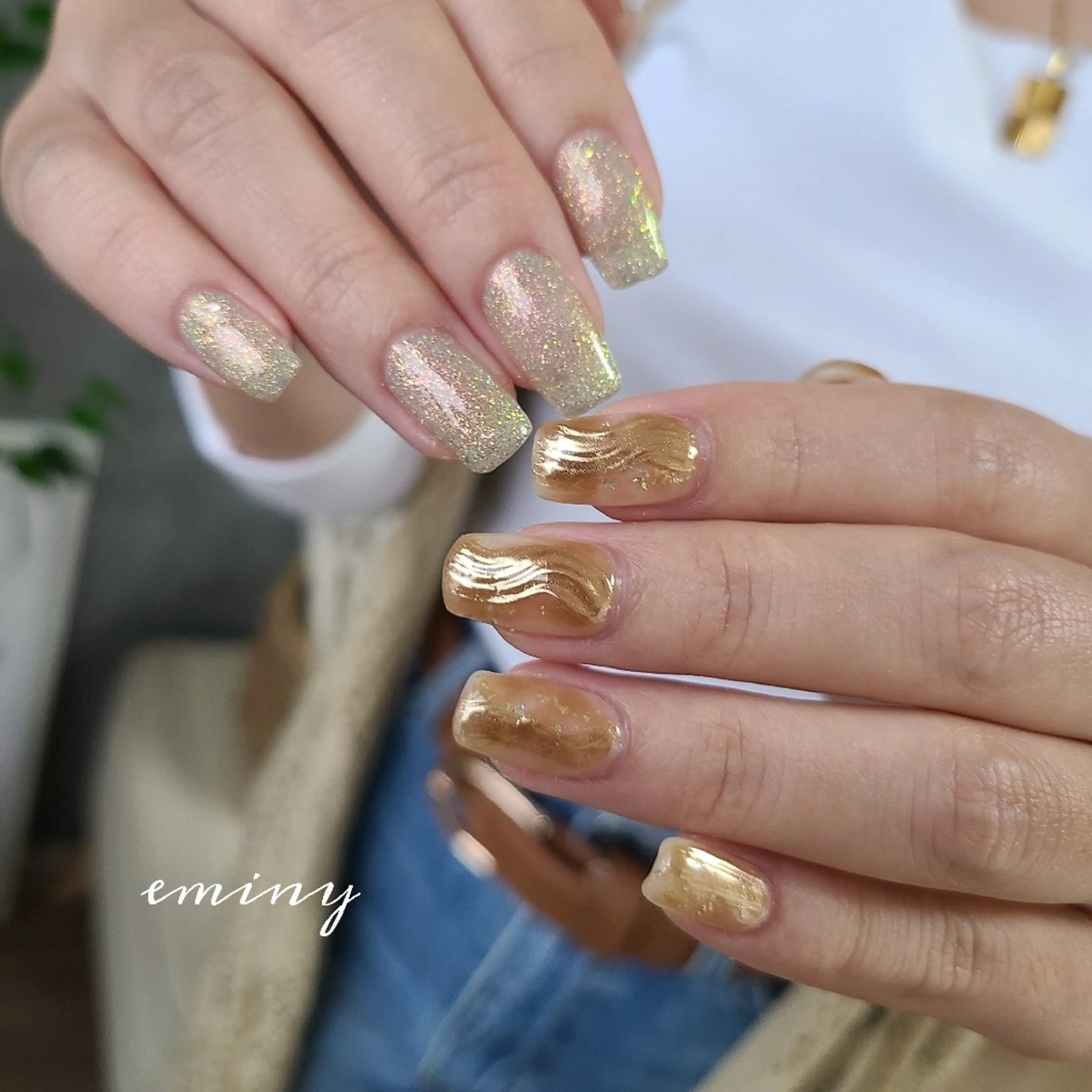 ネイル フラッシュネイル キラキラネイル ニュアンスネイル ハンドネイル nail salon  eminyのネイルデザイン