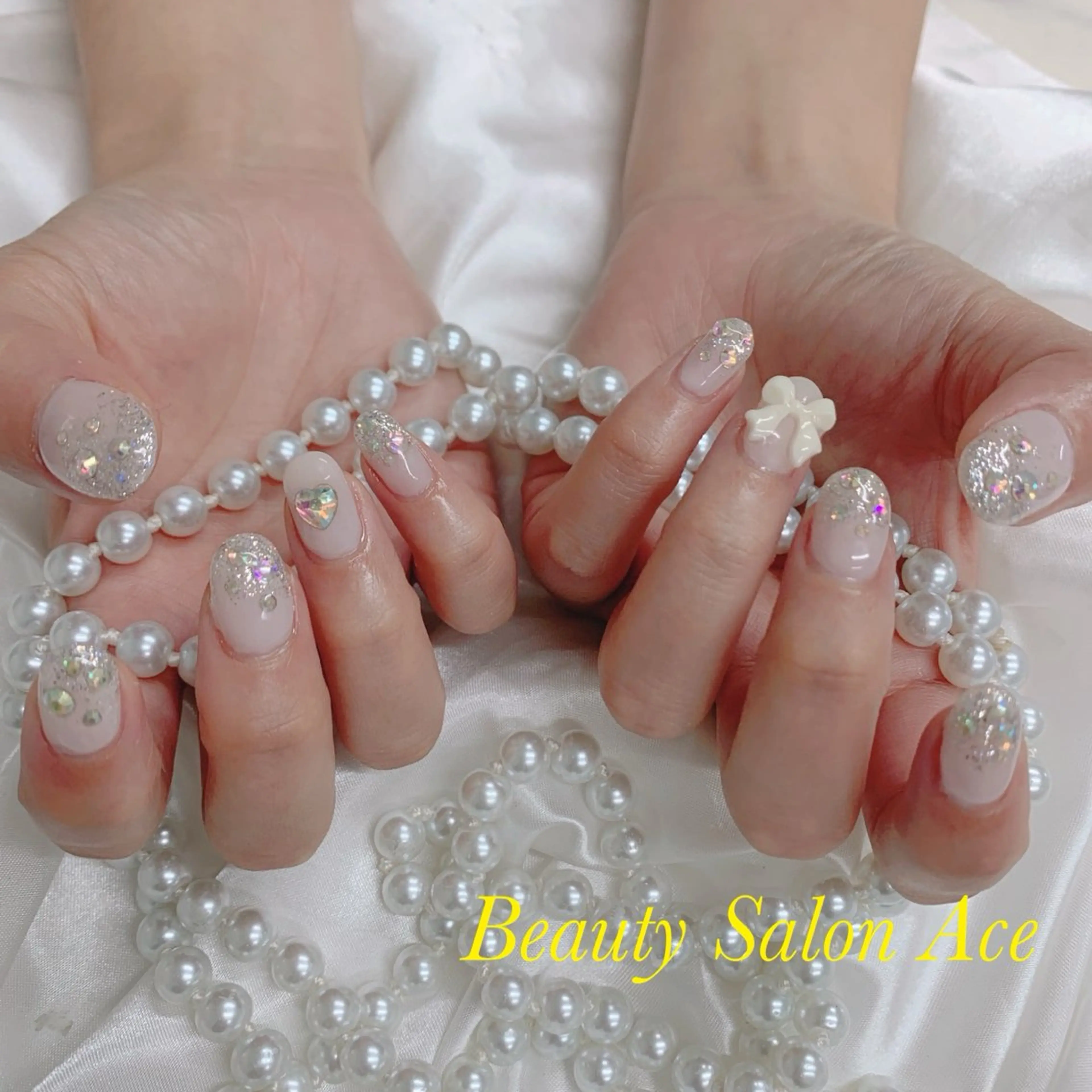 ネイル ラメ(グリッター) ハンドネイル ハンドケア Beauty Salon Ace（ネイルサロン　エース）所属・池袋フィルイン Ace♡長さだしのネイルデザイン