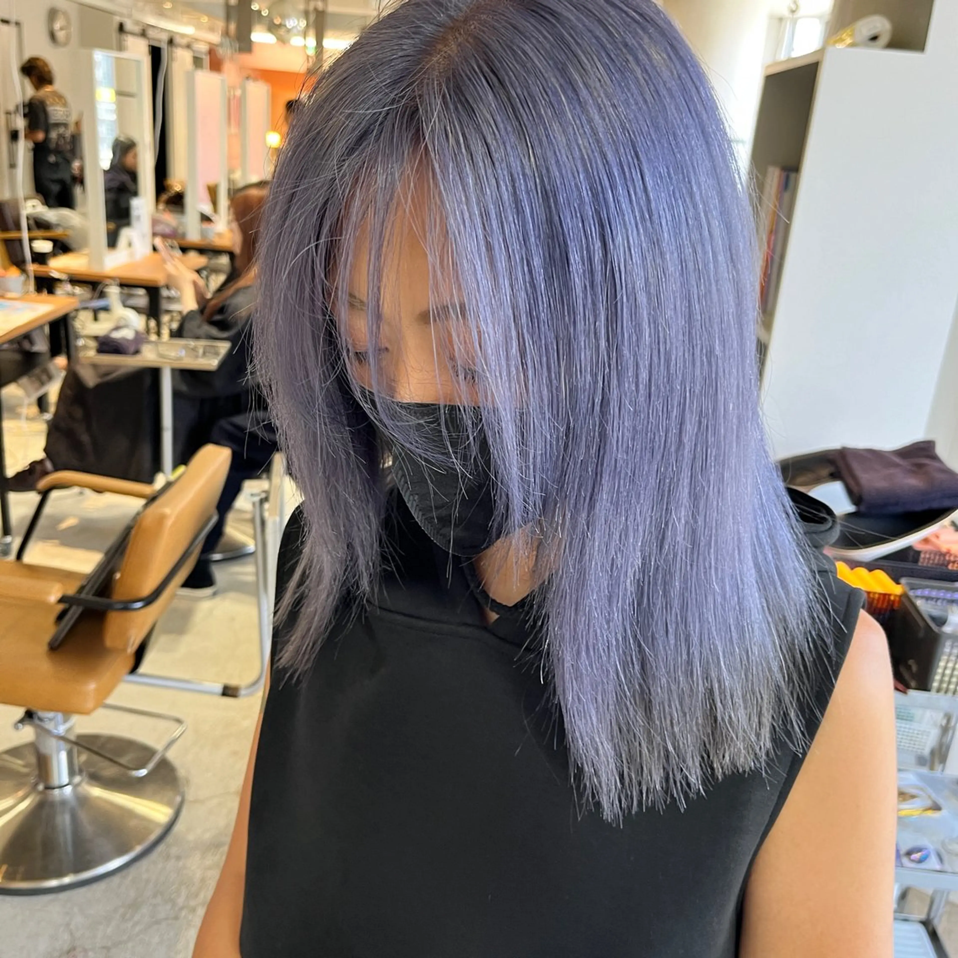 セミロング カラー ブリーチ ケアブリーチ ダブルカラー ハイライトカラー ハイトーンカラー ヘアカラー トリートメント nameless髪質 改善ブリーチ心斎橋のヘアスタイル