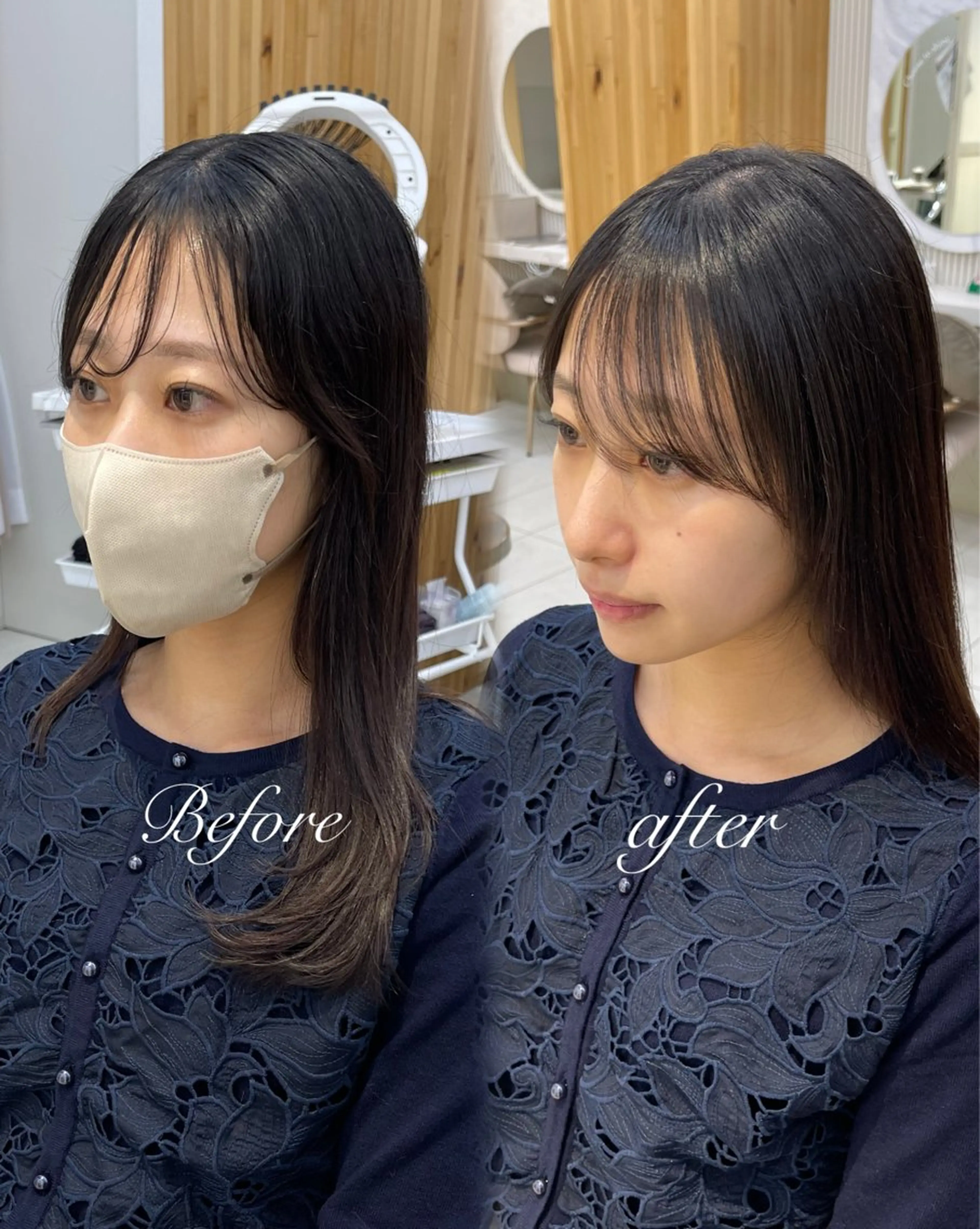 セミロング 縮毛矯正 𝐑𝐞𝐨/透明感 𝐜𝐨𝐥𝐨𝐫のヘアスタイル