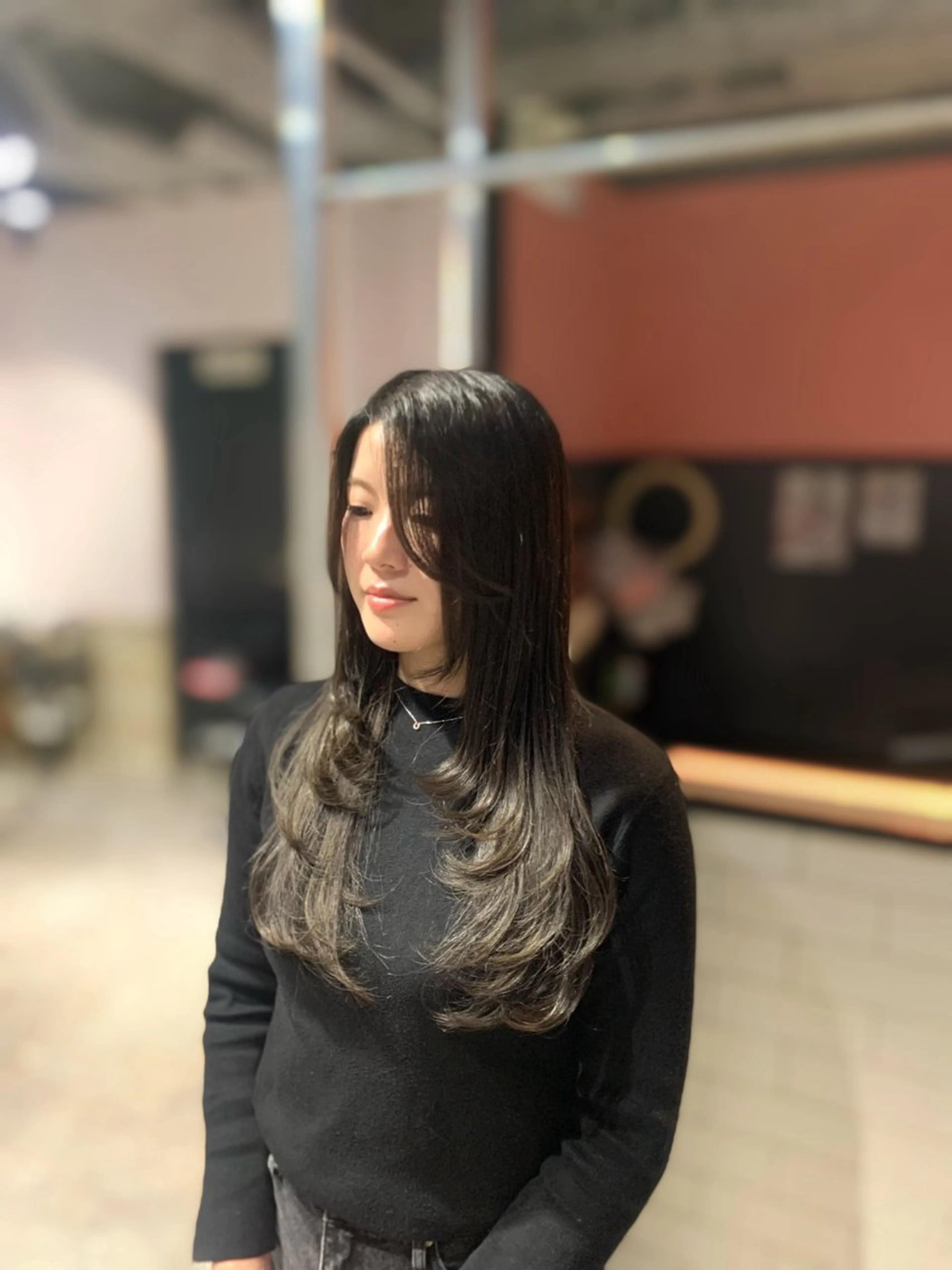 ロング カット ヘアカラー トリートメント 🎀韓国風顔周り× 透明感/梅田/アリサのヘアスタイル