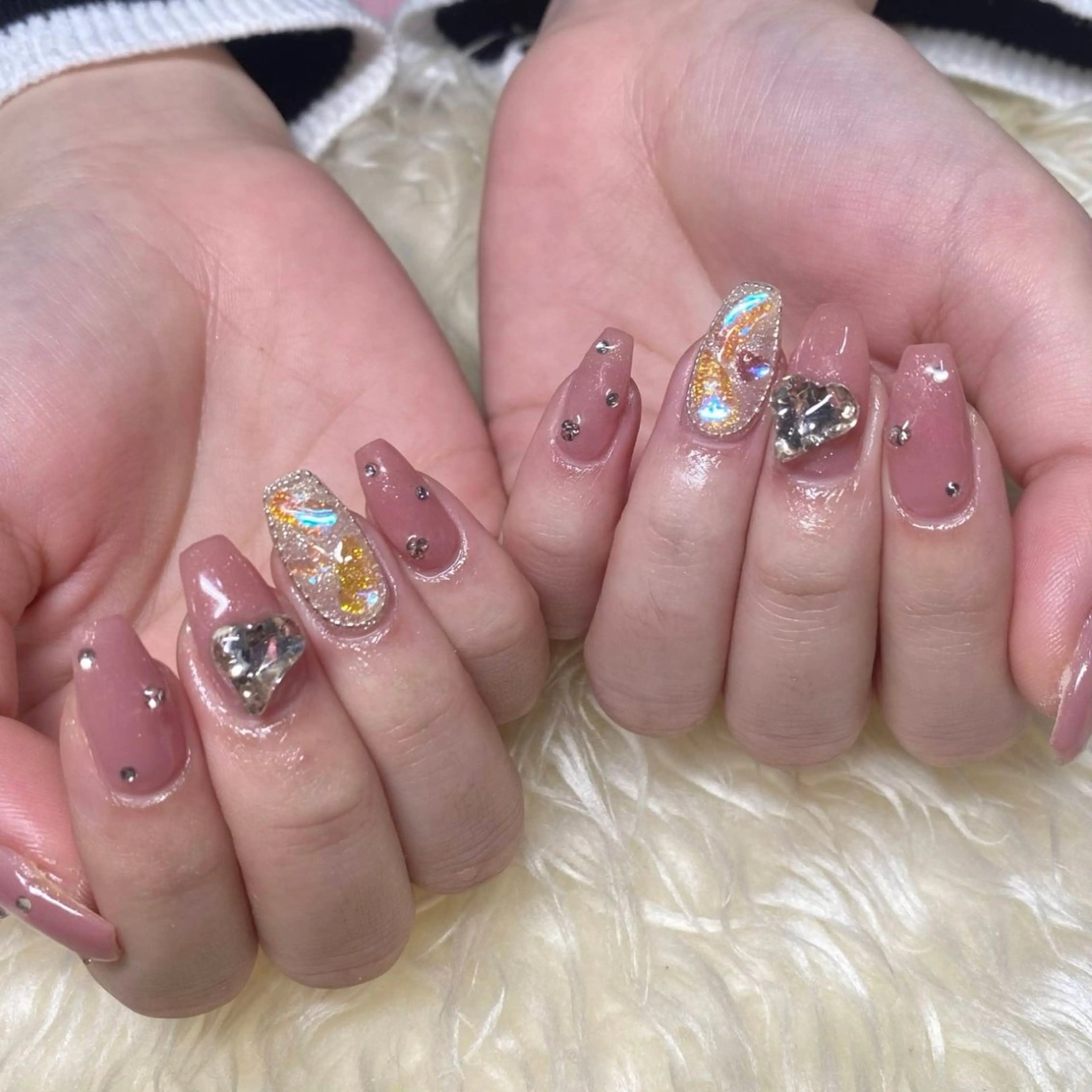 ネイル 成人式 長さ出し フラッシュネイル フレンチネイル ジェルネイル ハンドネイル Nail&eye Belire 新宿のネイルデザイン