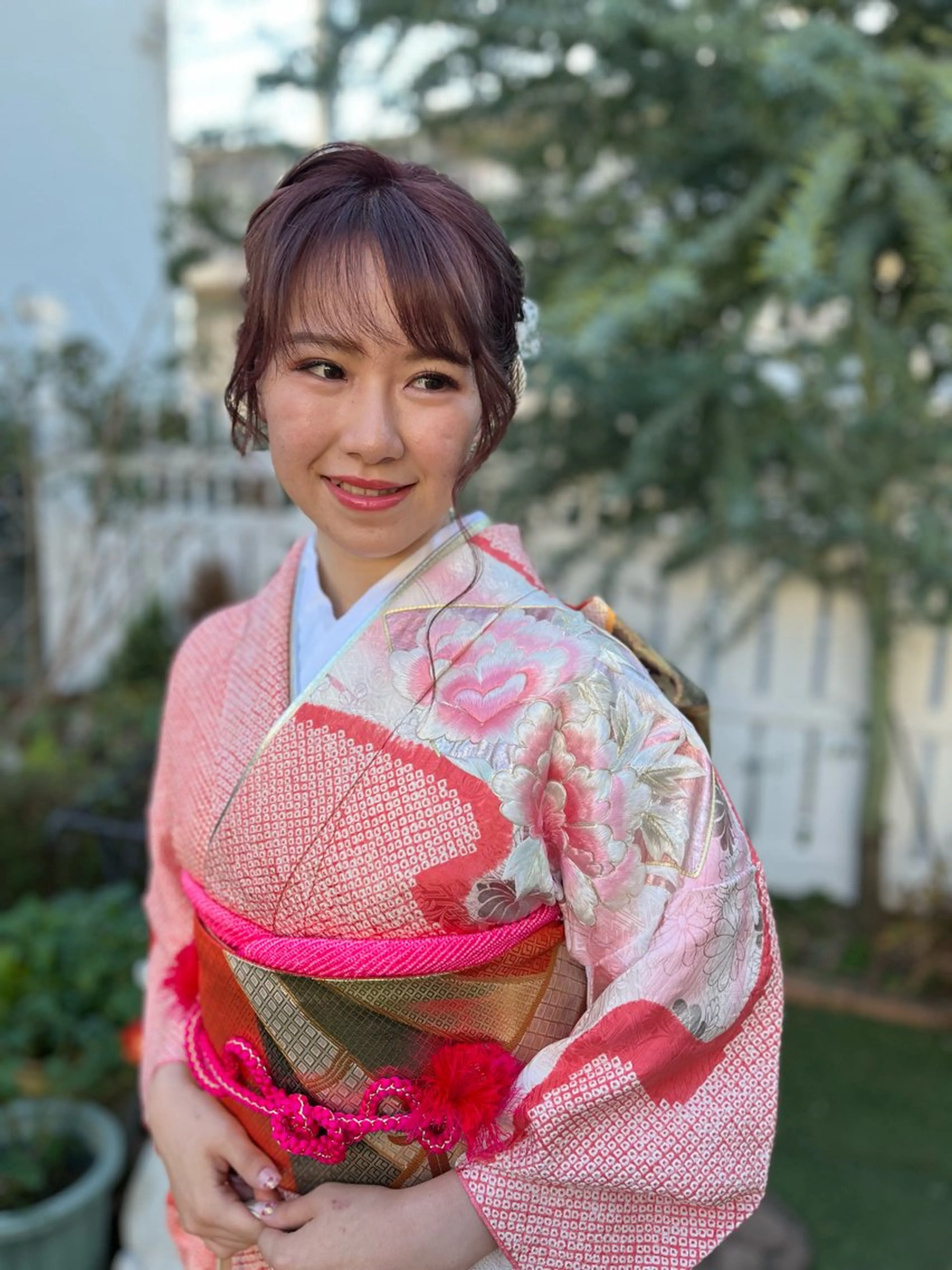 セミロング ヘアアレンジ 成人式 着付け ヘアメ/着付け 清水玲歌のヘアスタイル