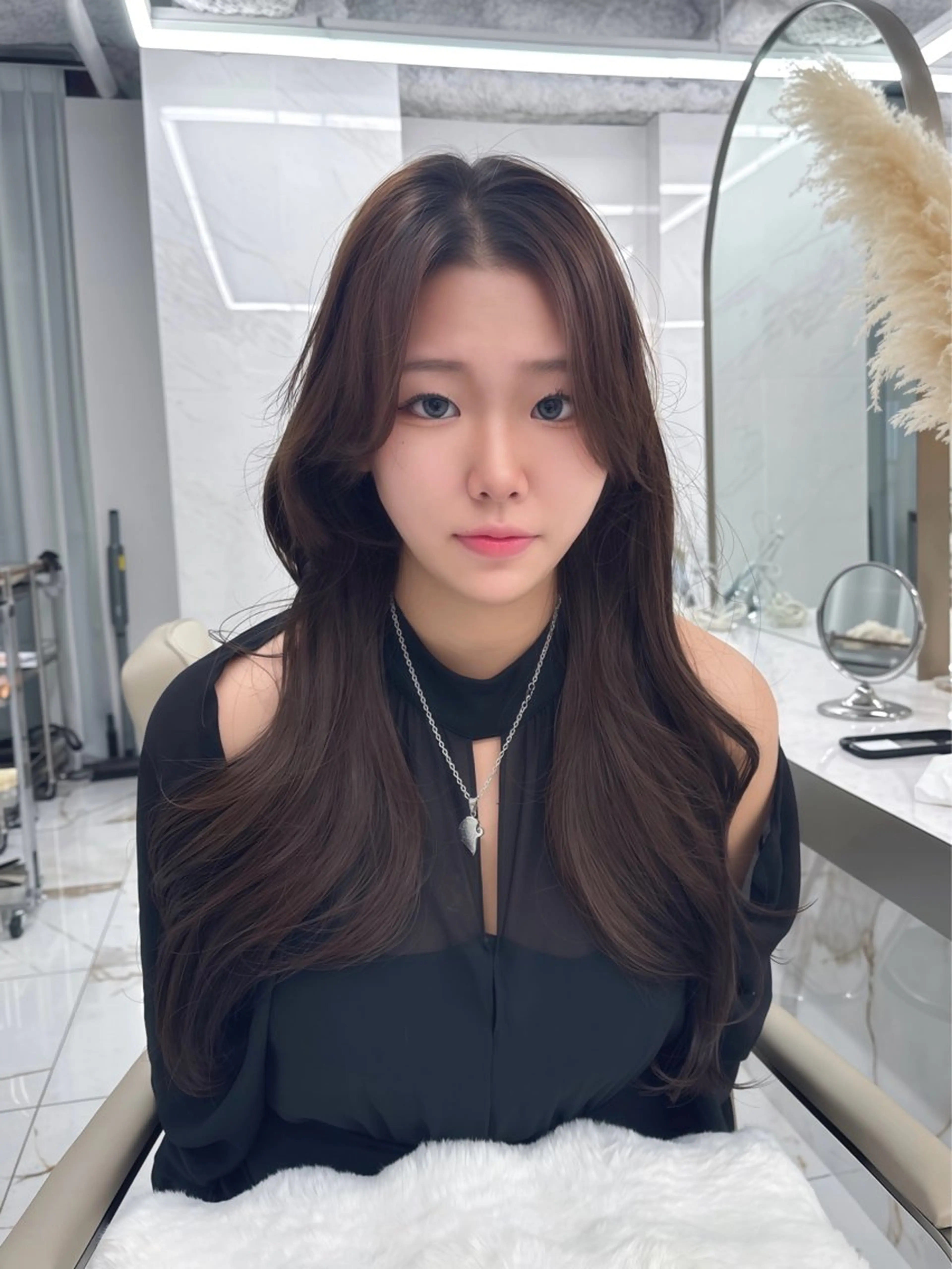 ロング のり🐼顔まわり/ 韓国/レイヤーカットのヘアスタイル