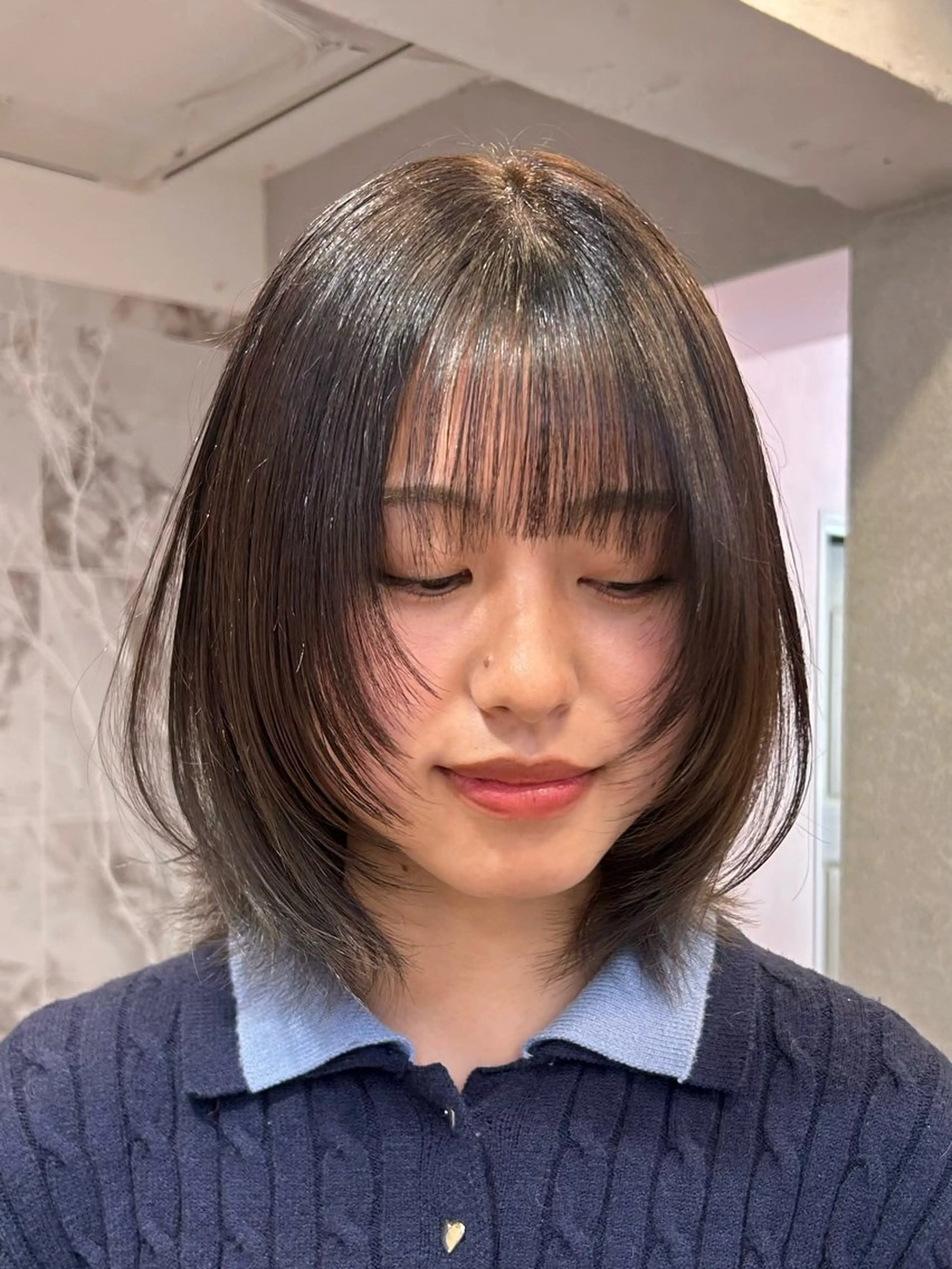 ミディアム ボブ 顔周りカット カット press.salon所属・yuka 【ユウカ】のヘアスタイル