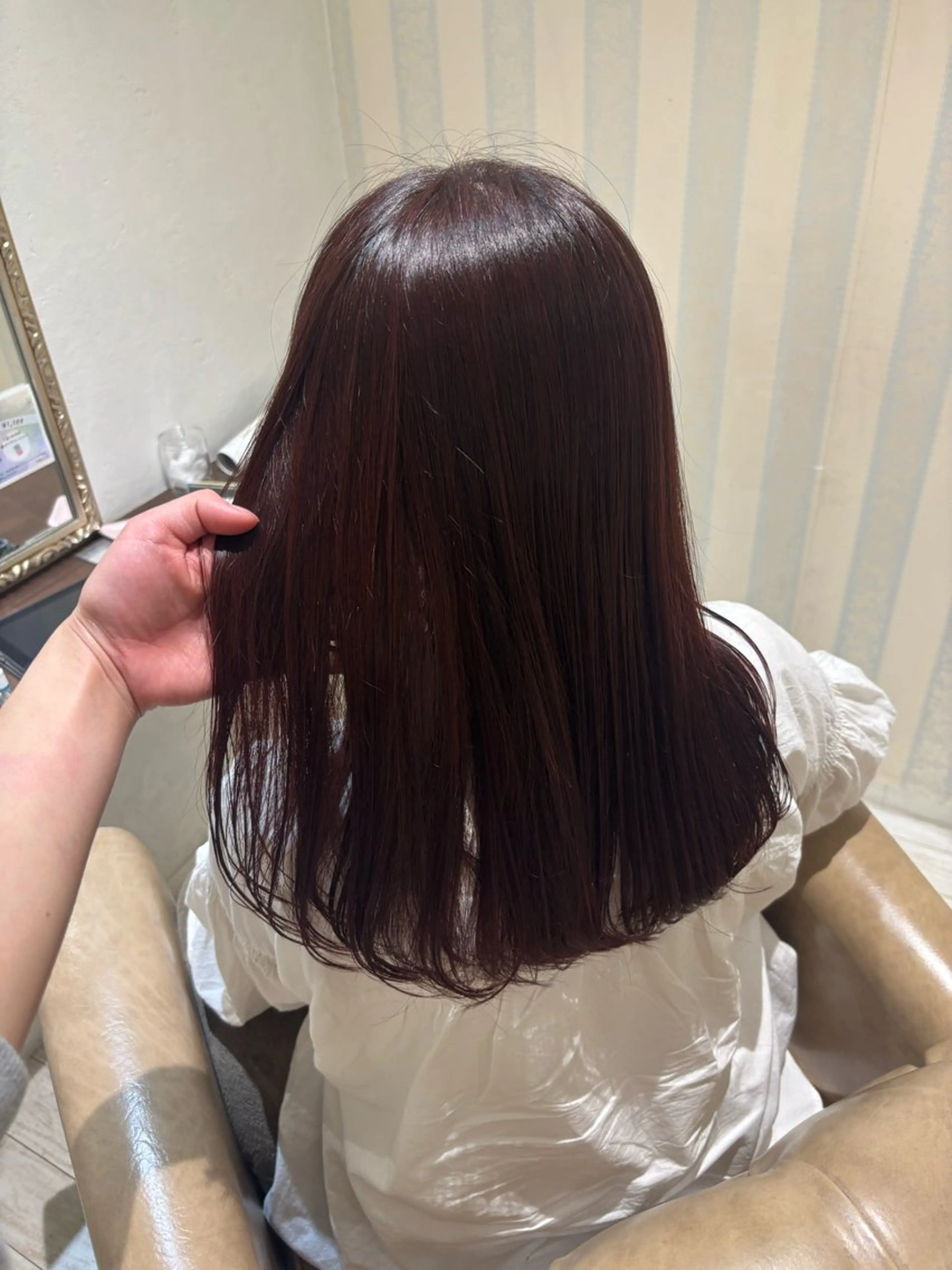 ミディアム カラー ブリーチ ブリーチなしカラー ふうか 心斎橋美容室のヘアスタイル