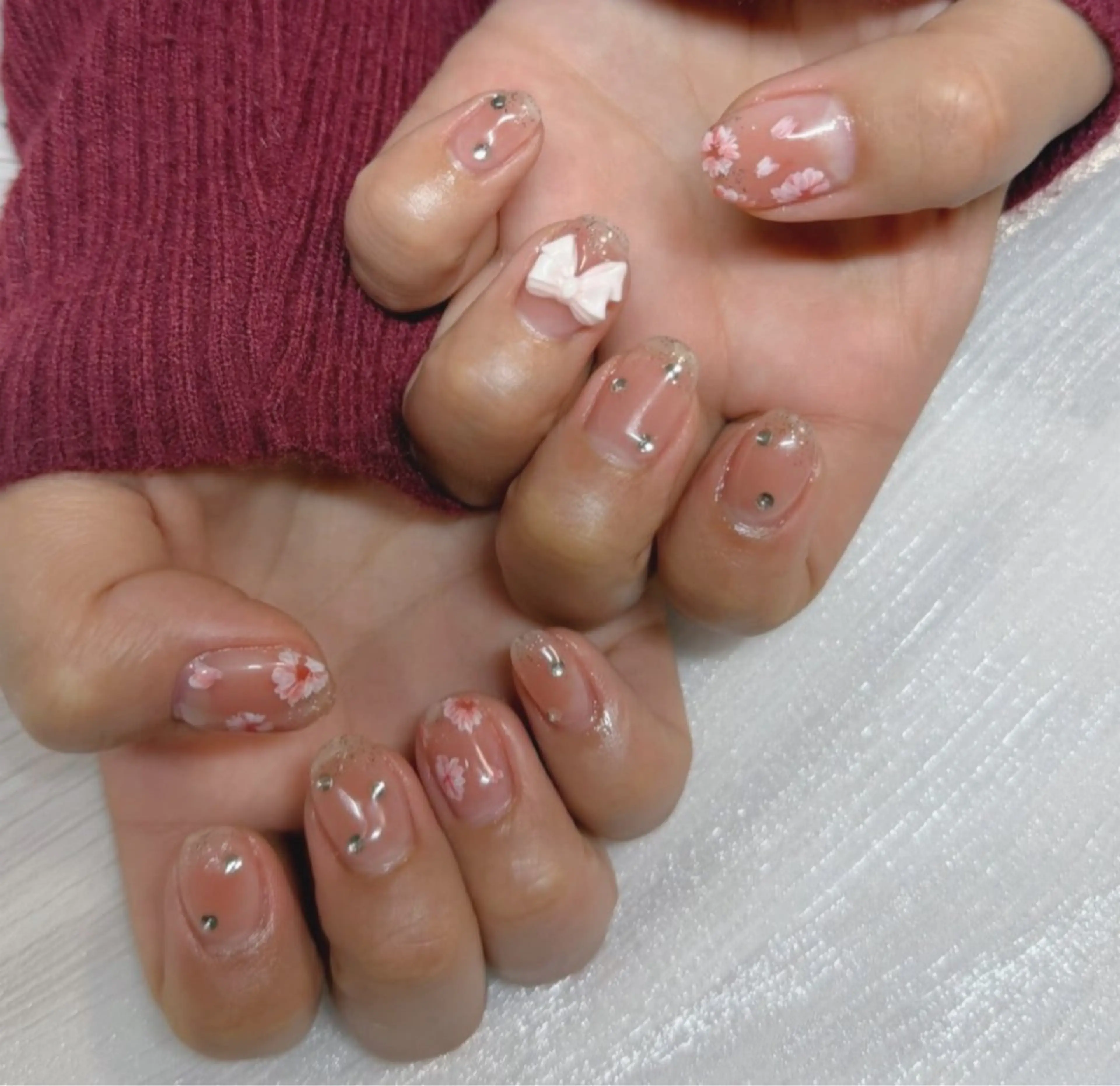 ネイル リボン ハンドネイル 島村 真由紀のネイルデザイン