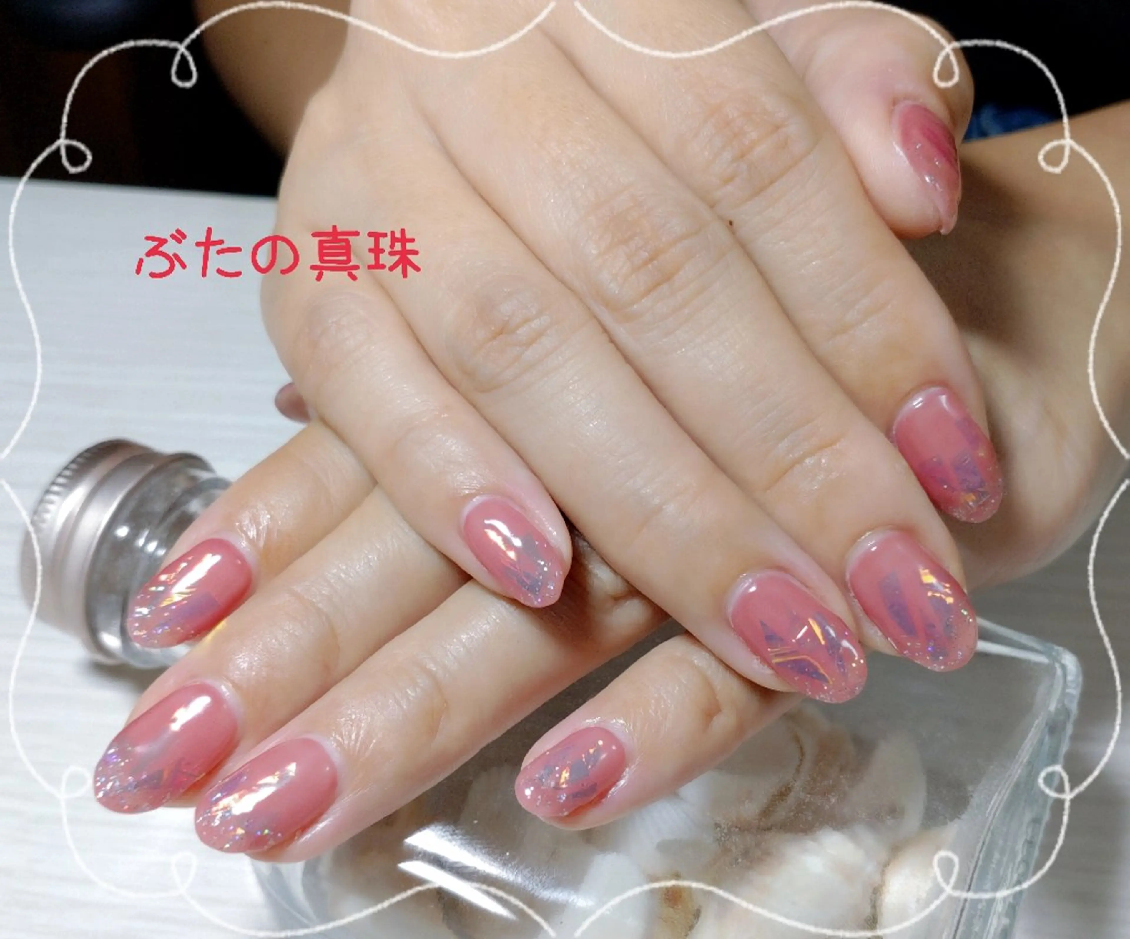 ネイル オーロラネイル ボルドー ハンドネイル 林 珠里のネイルデザイン