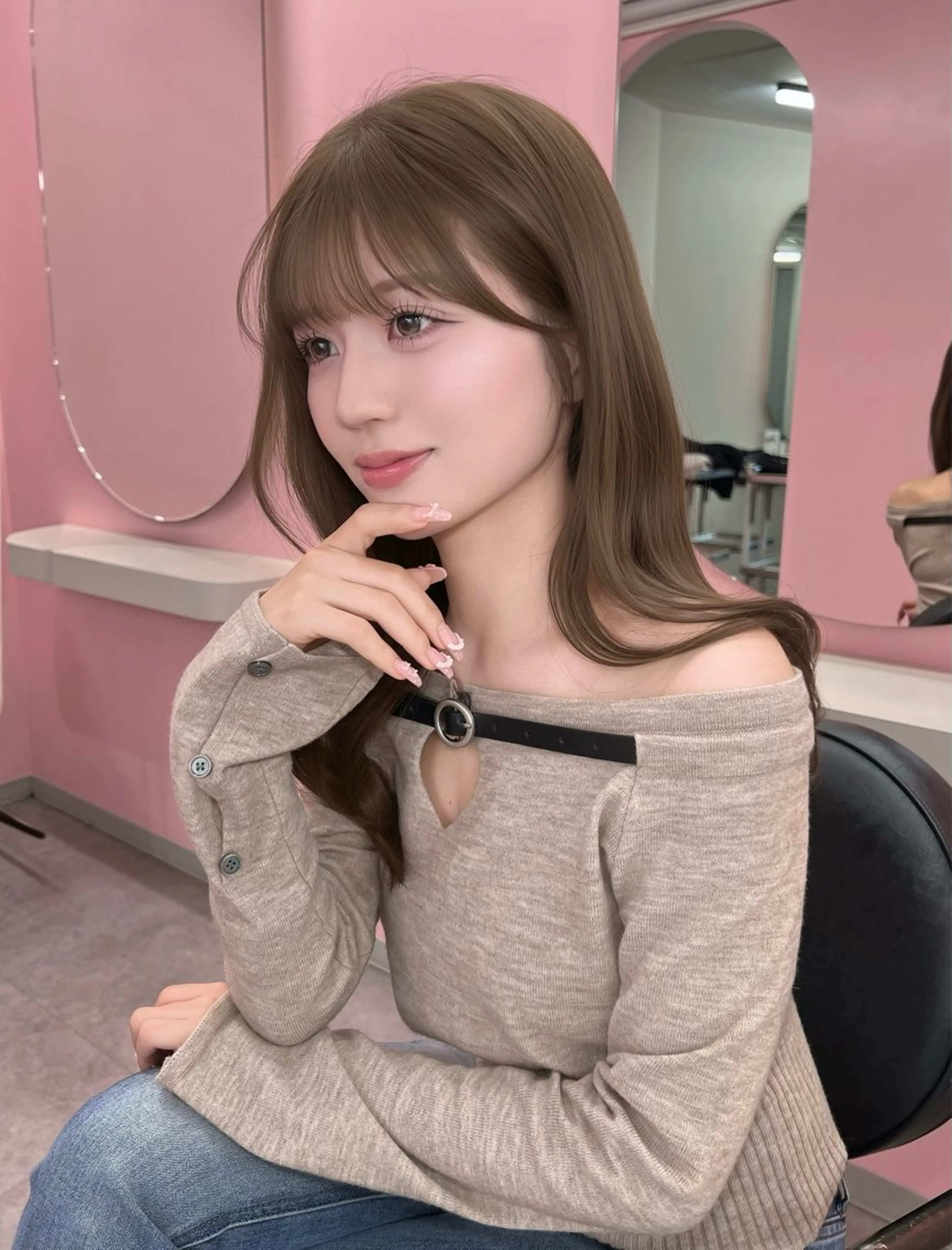 セミロング 髪質改善 韓国風ヘア レイヤーカット 小顔カット トリートメント カット ヘアカラー トリートメント ヘアセット 渋谷美容室/韓国ヘア /misakiのヘアスタイル