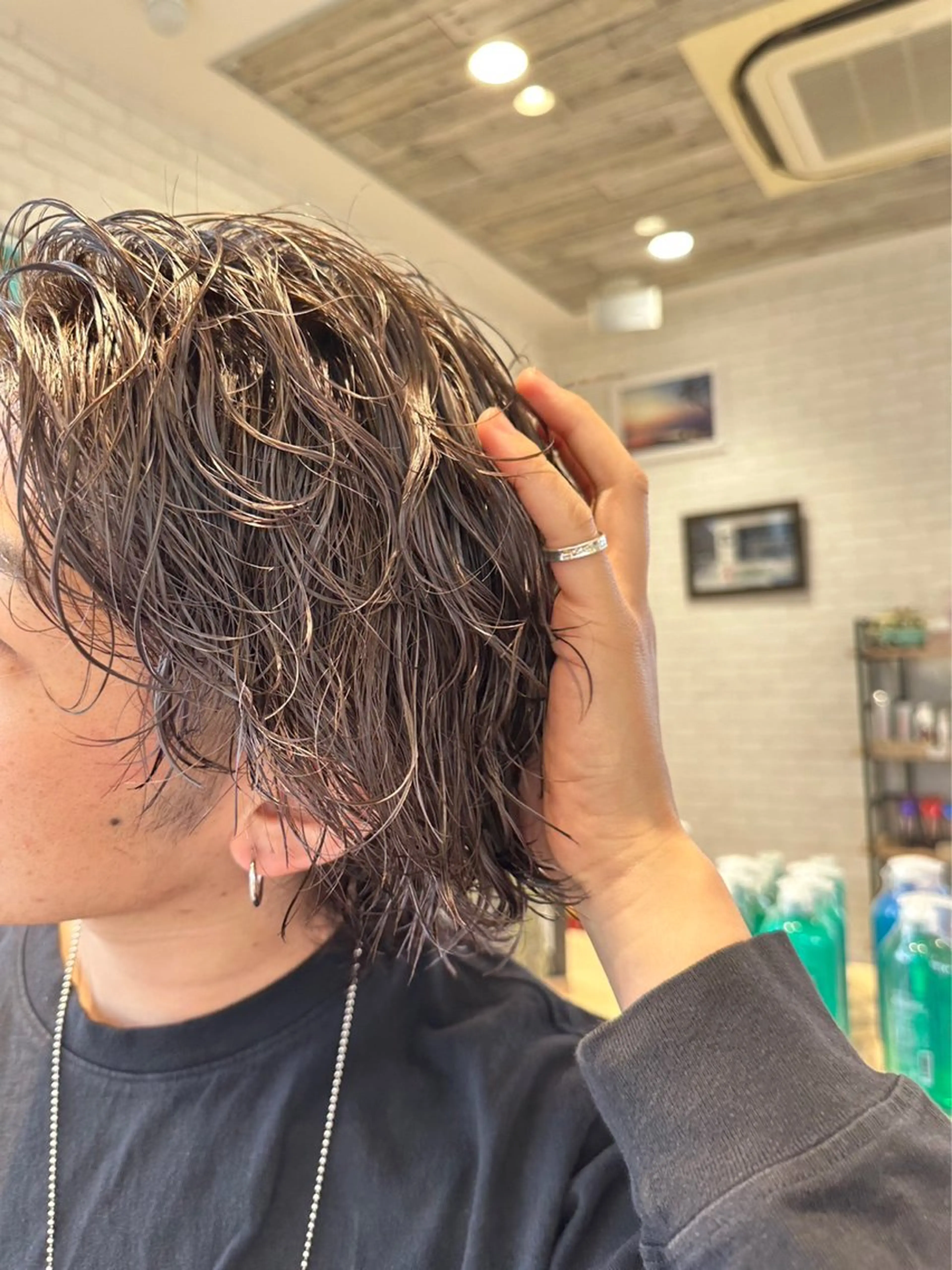 カラー パーマ メンズ メンズハイライト メンズパーマ ハイライトカラー ヘアカラー 金森 斗夢のヘアスタイル