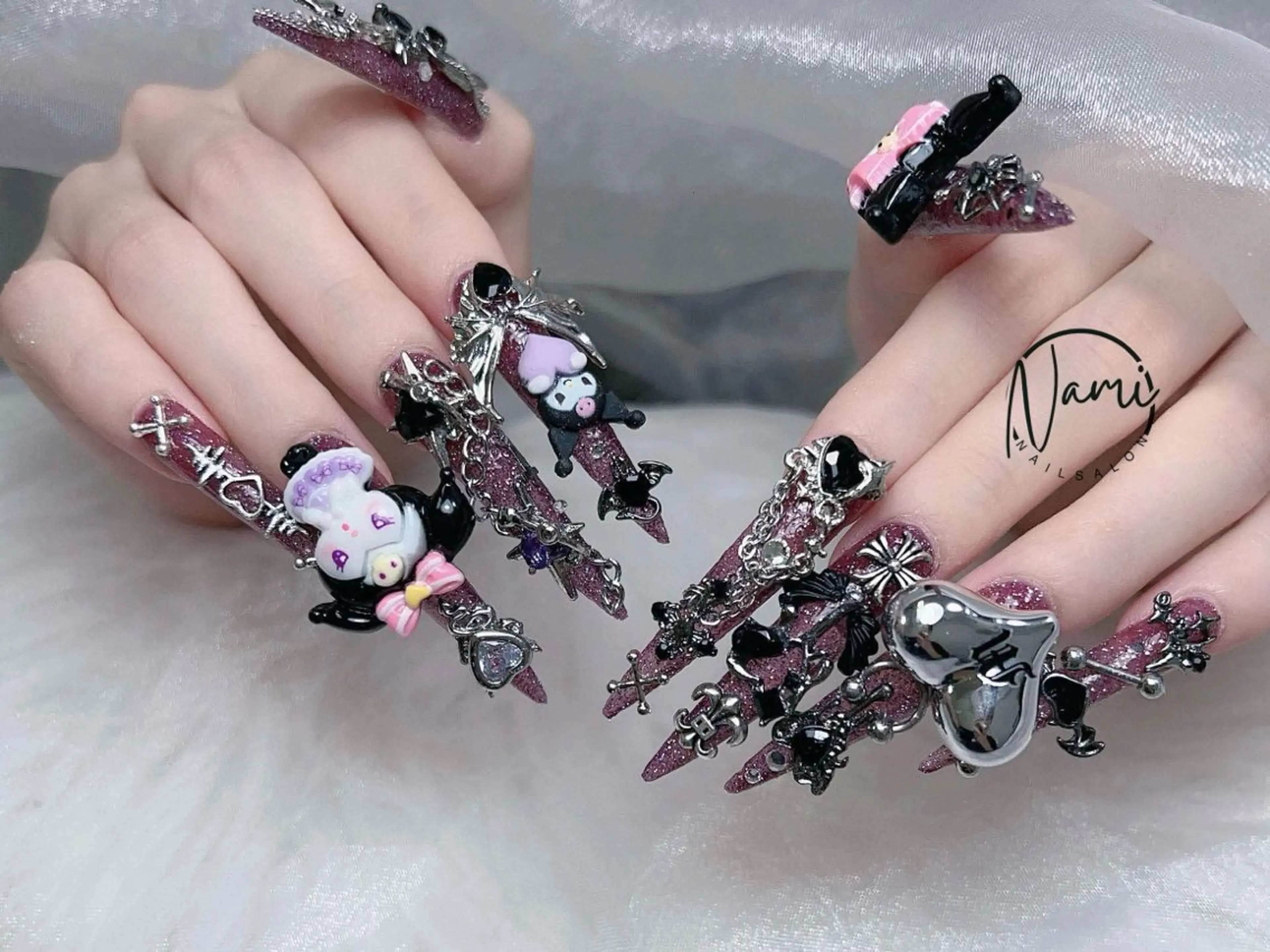 ネイル 長さ出し ガーリー 韓国ネイル ロングネイル 持ち込み ハンドネイル Nami nail salon所属・Nami nail salonのネイルデザイン