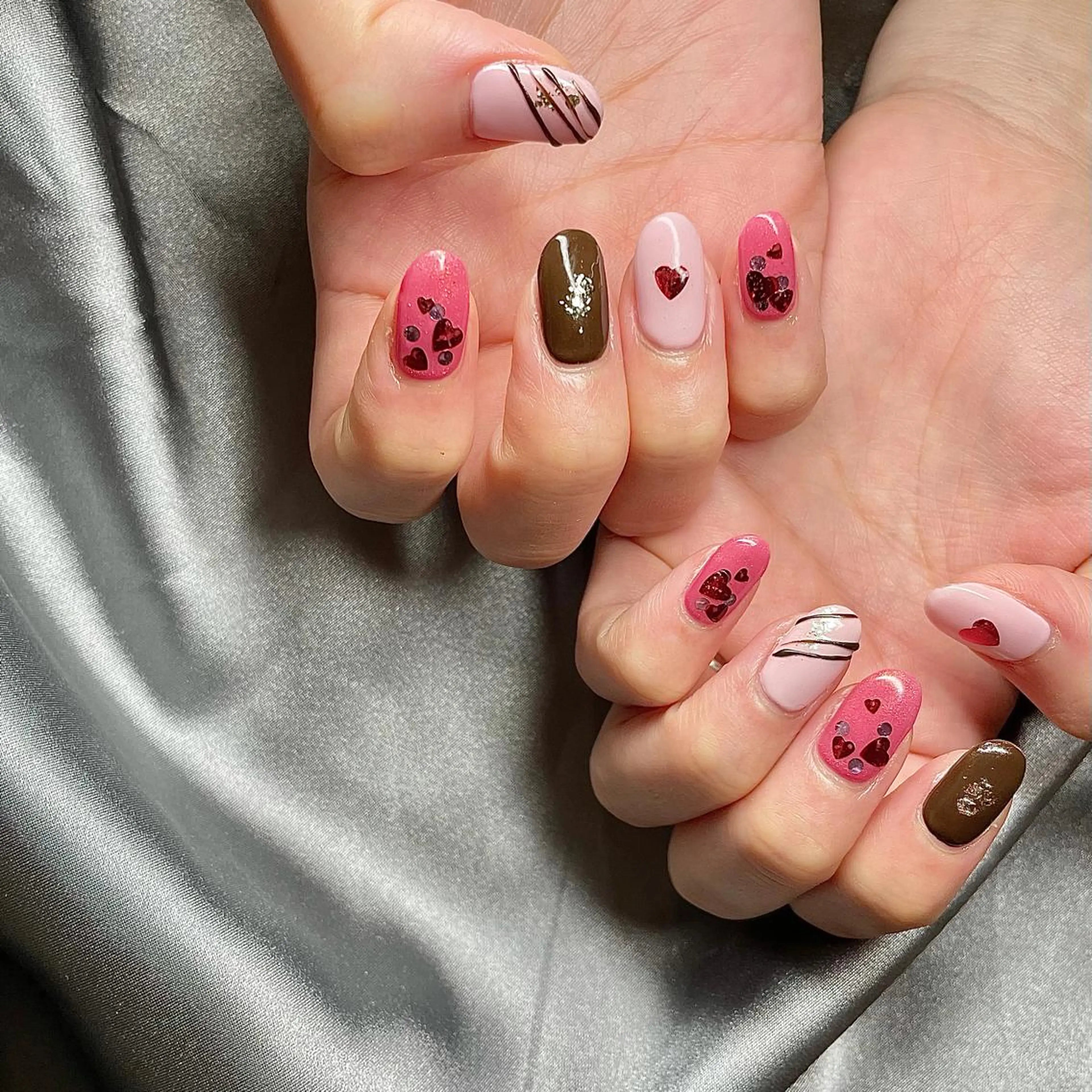 セミロング カラー パーマ ヘアアレンジ メンズ キッズ ネイル マツエク・マツパ アイブロウ バレンタイン nail&eye Aoのマツエク・マツパデザイン