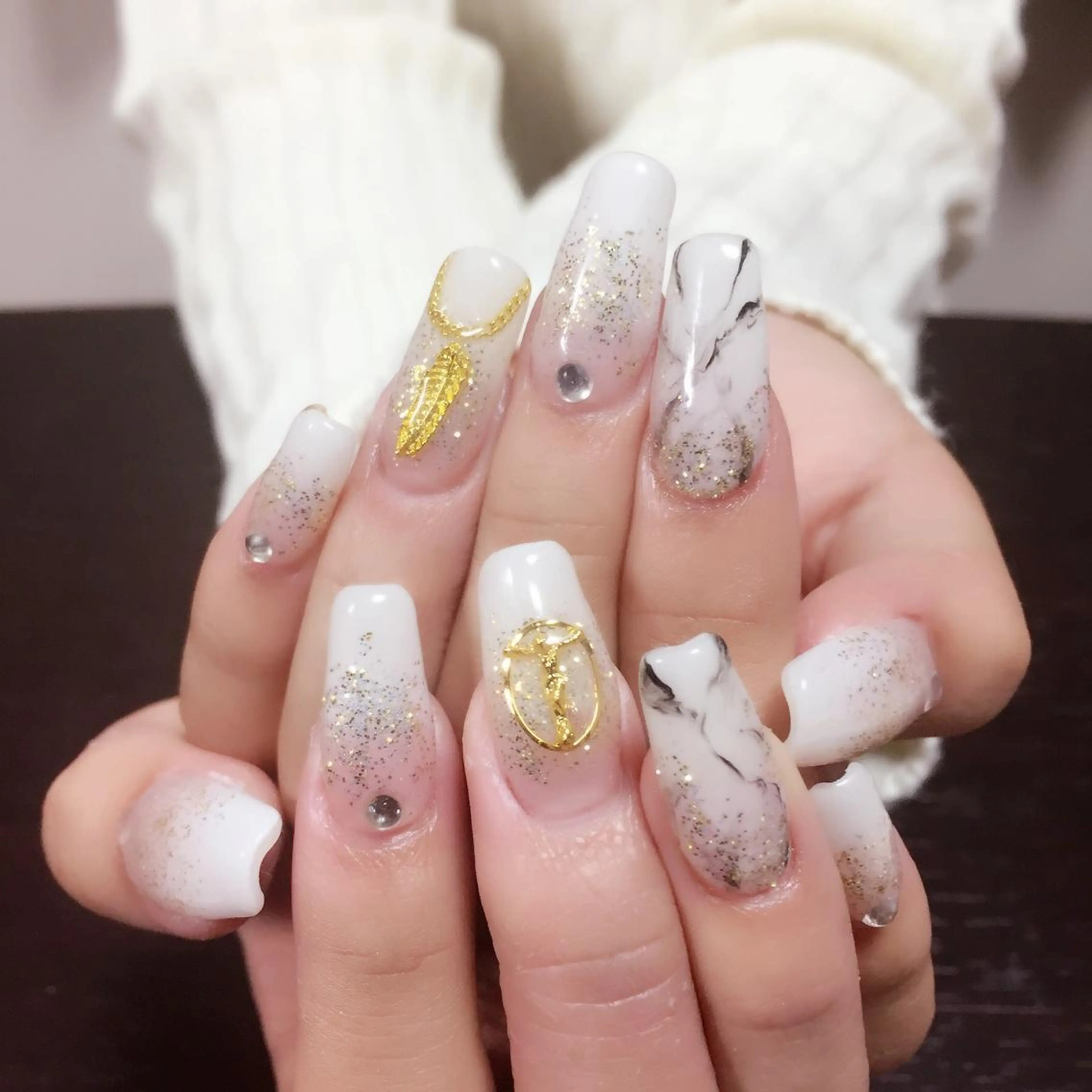 ネイル 大理石ネイル(マーブル) スカルプネイル スクエアネイル Home Salon Avenir.のネイルデザイン