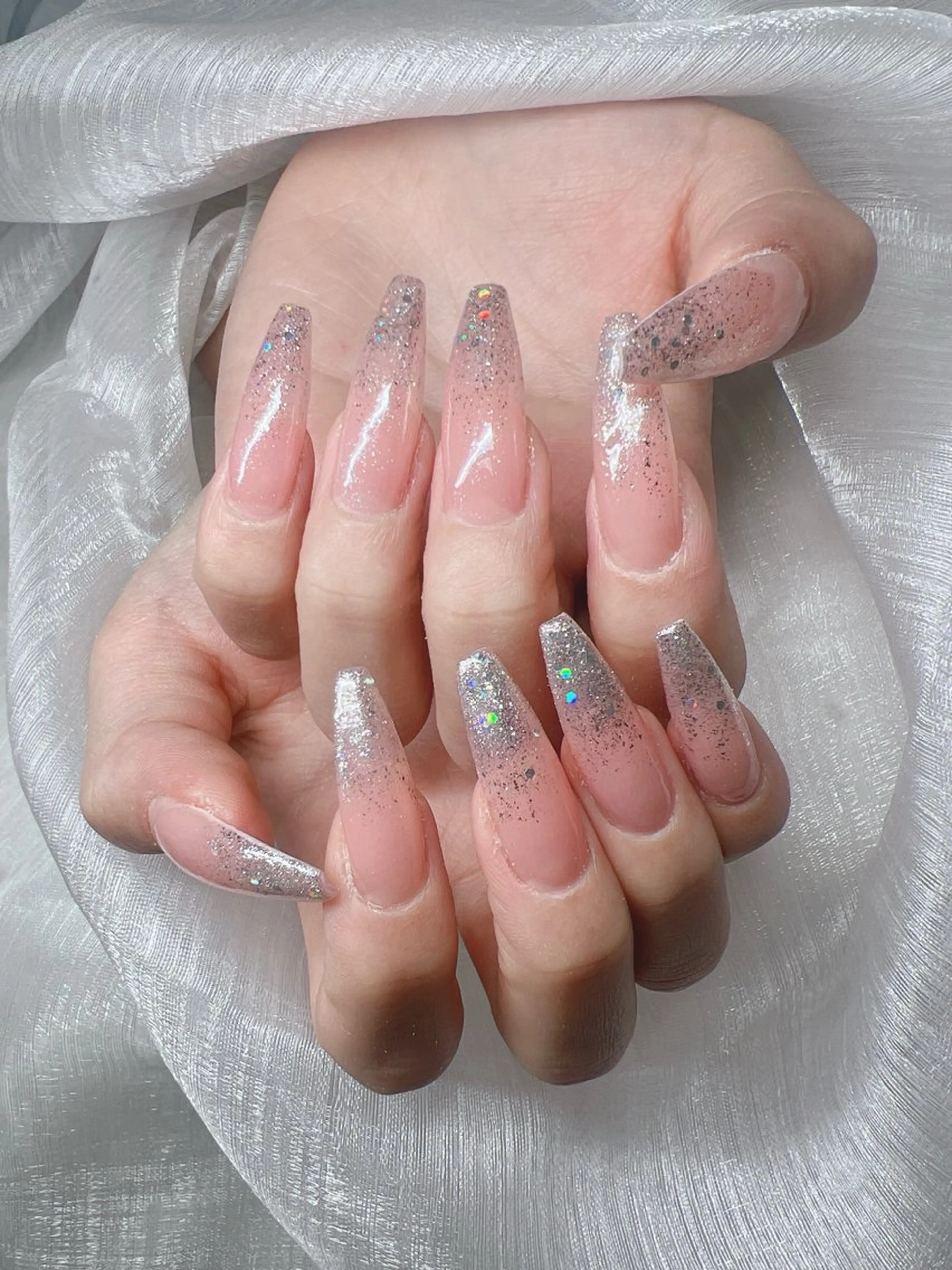 ネイル 長さ出し 卒業式 キラキラネイル マグネットネイル ネイルチップ ハンドネイル Lee Nails チップ長さだし専門店のネイルデザイン