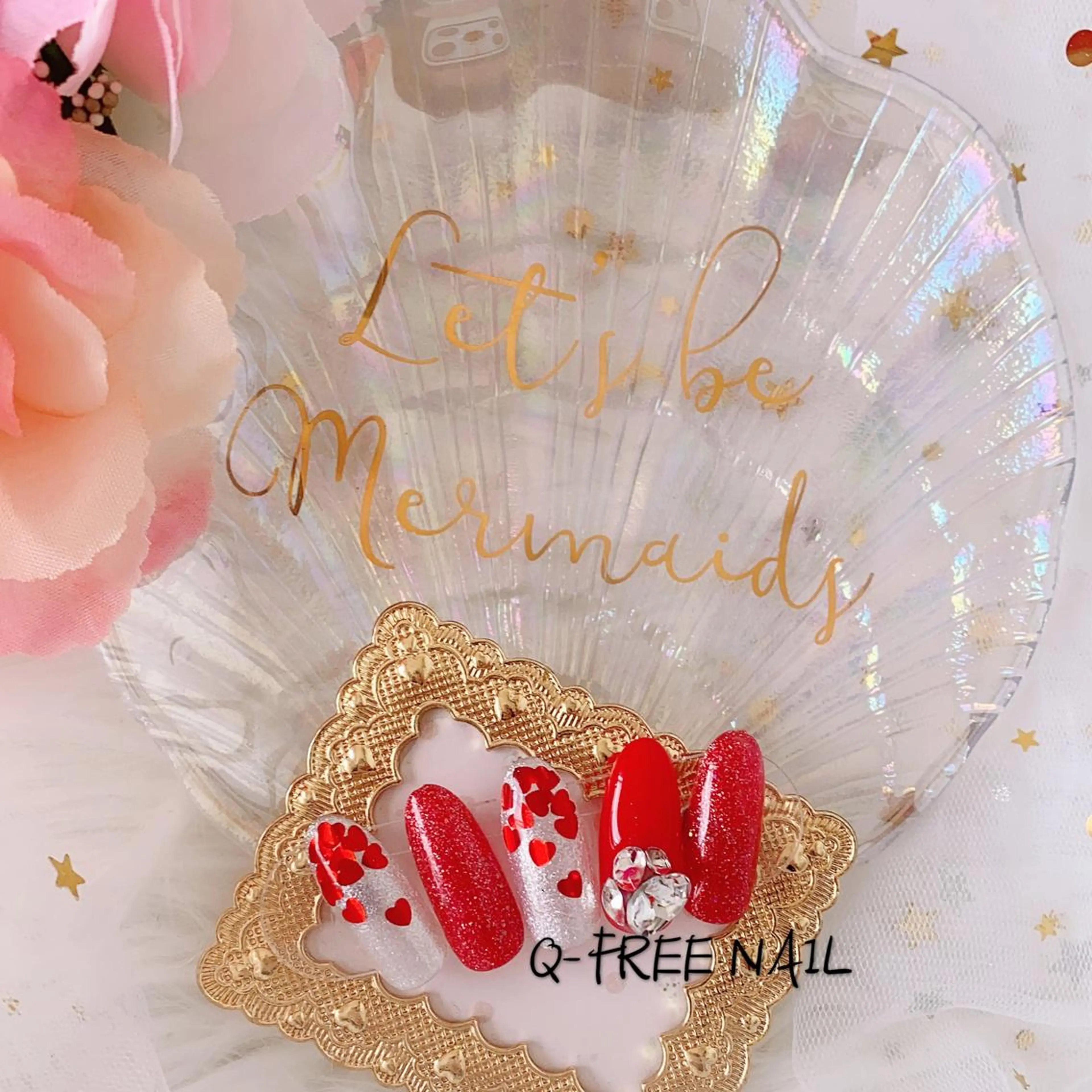 ロング カラー ネイル アートネイル Q Free nailsのネイルデザイン