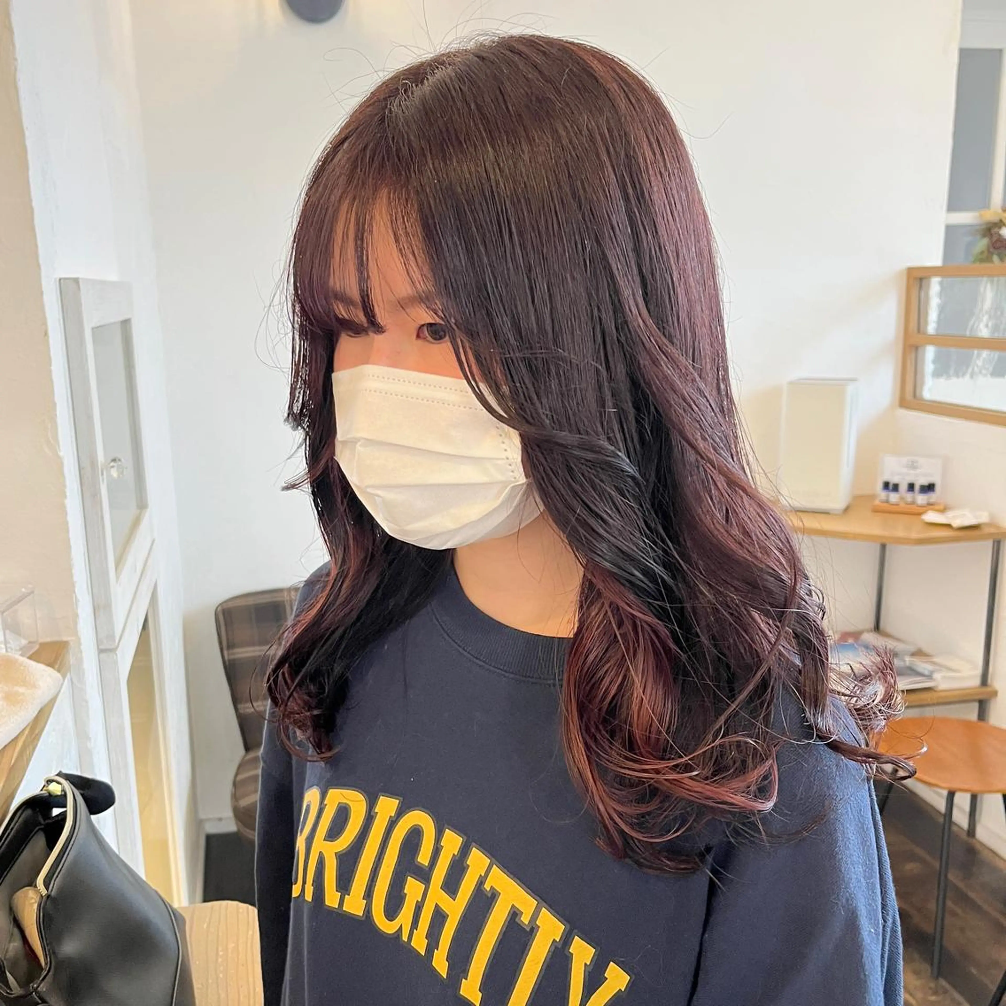 セミロング カラー ブラウンカラー ピンクカラー ピンクブラウン 伊藤ゆかり/髪質改善 /透明感カラーのヘアスタイル