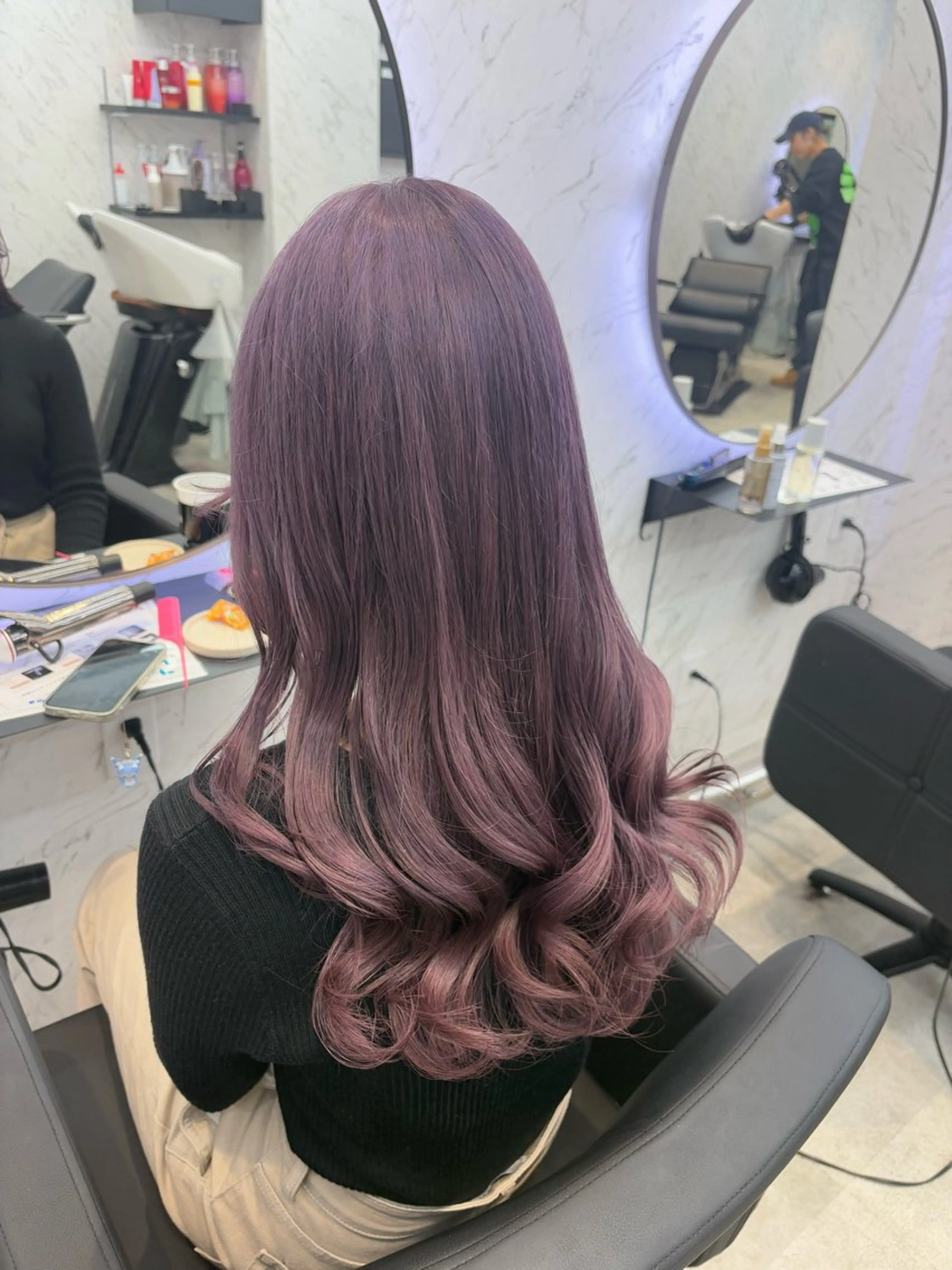 ロング カラー ラベンダーカラー ラベンダーピンク ピンクカラー ヘアカラー hair salon dot. mooda 韓国風サロン 町田店所属・韓国風ヘア🎀🩶 /♡𝓝𝓸𝓪♡のヘアスタイル