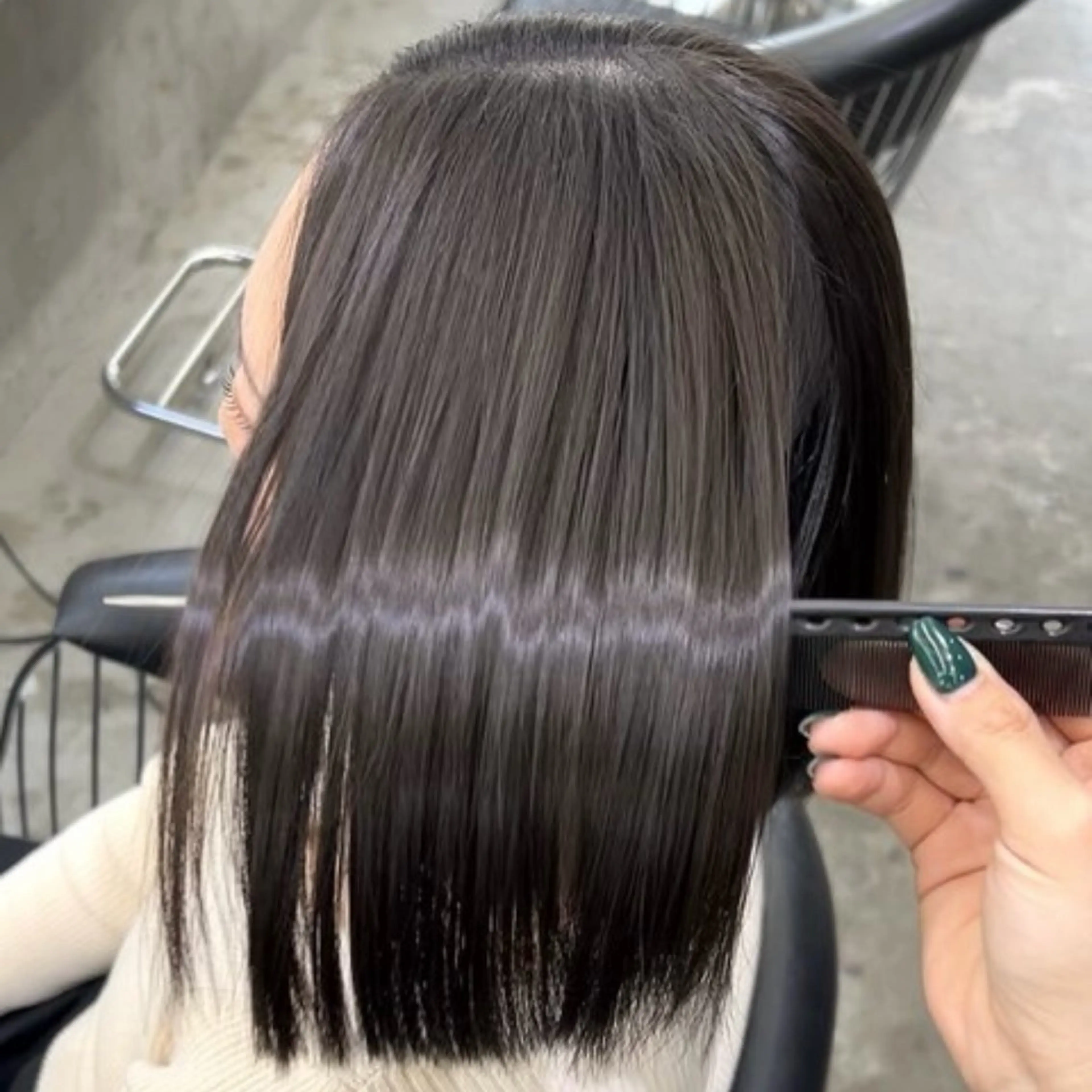 ミディアム 髪質改善 縮毛矯正 カット ヘアカラー 縮毛矯正 トリートメント ボブ/くびれボブ/ 髪質改善/Ru-kaのヘアスタイル