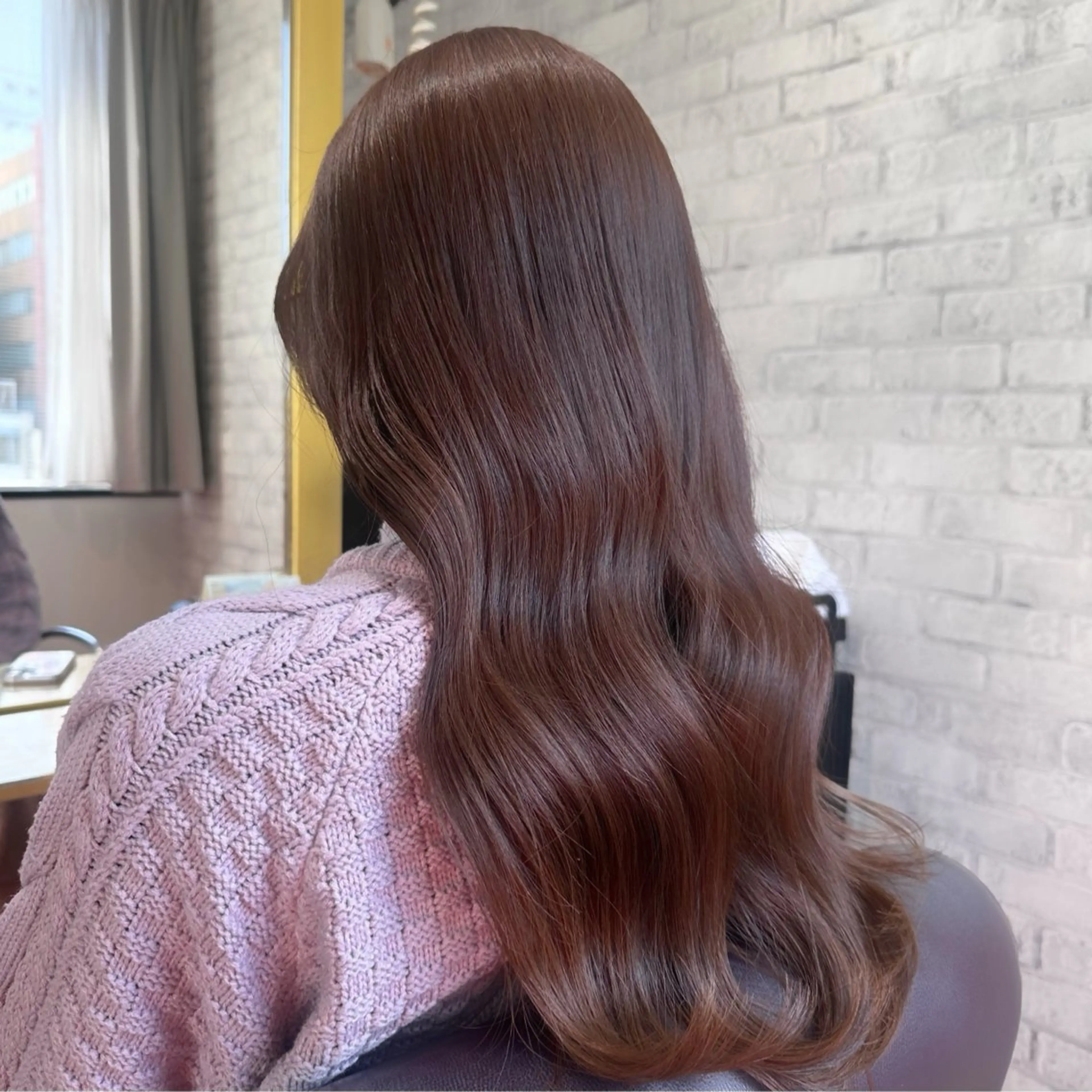 ロング カラー ブラウンカラー ピンクカラー ピンクブラウン カット ヘアカラー 艶髪/レイヤー/ 心斎橋💖Sakiのヘアスタイル