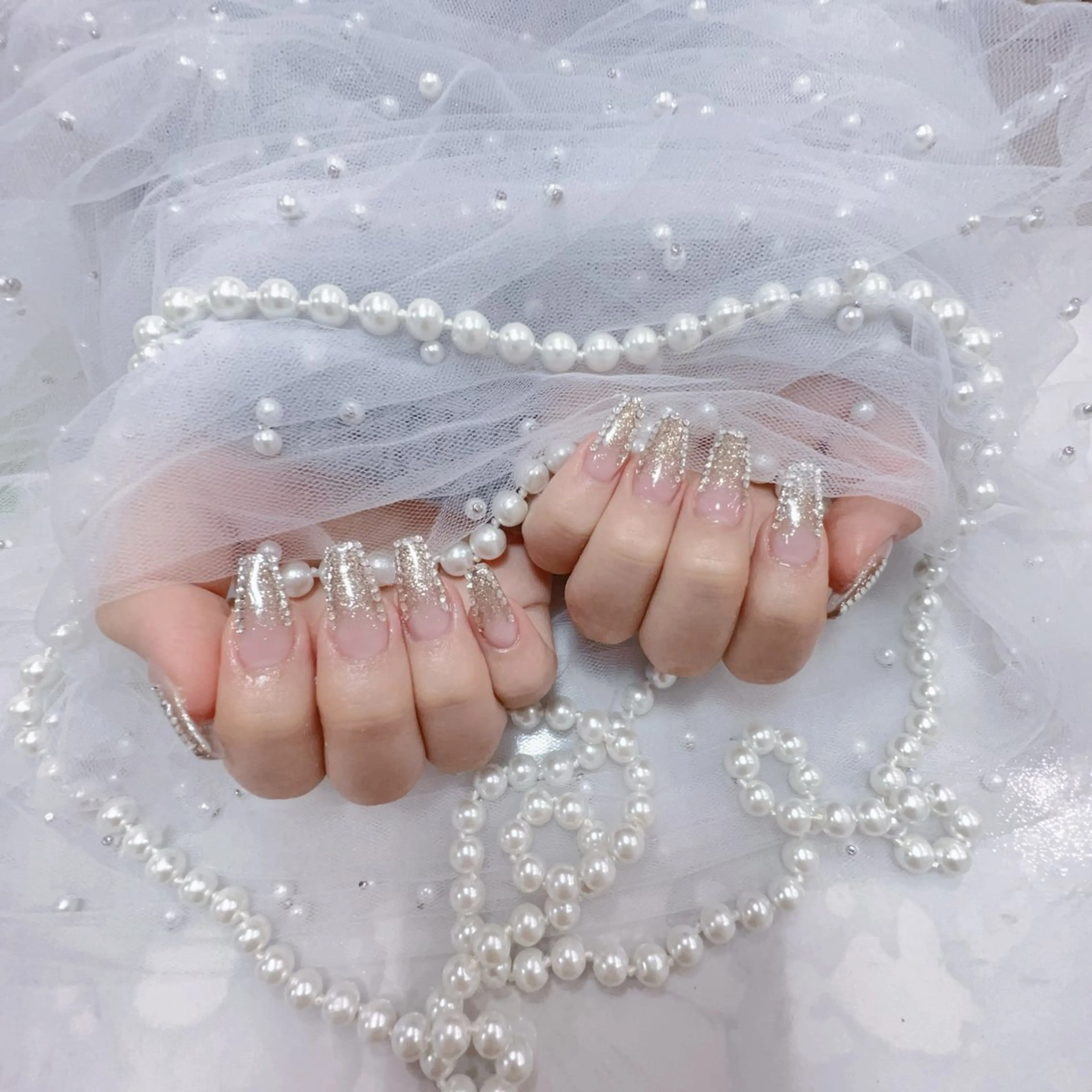 ネイル アートネイル フラッシュネイル フレンチネイル ジェルネイル ガラスフレンチ ハンドネイル You&Me Yukiのネイルデザイン