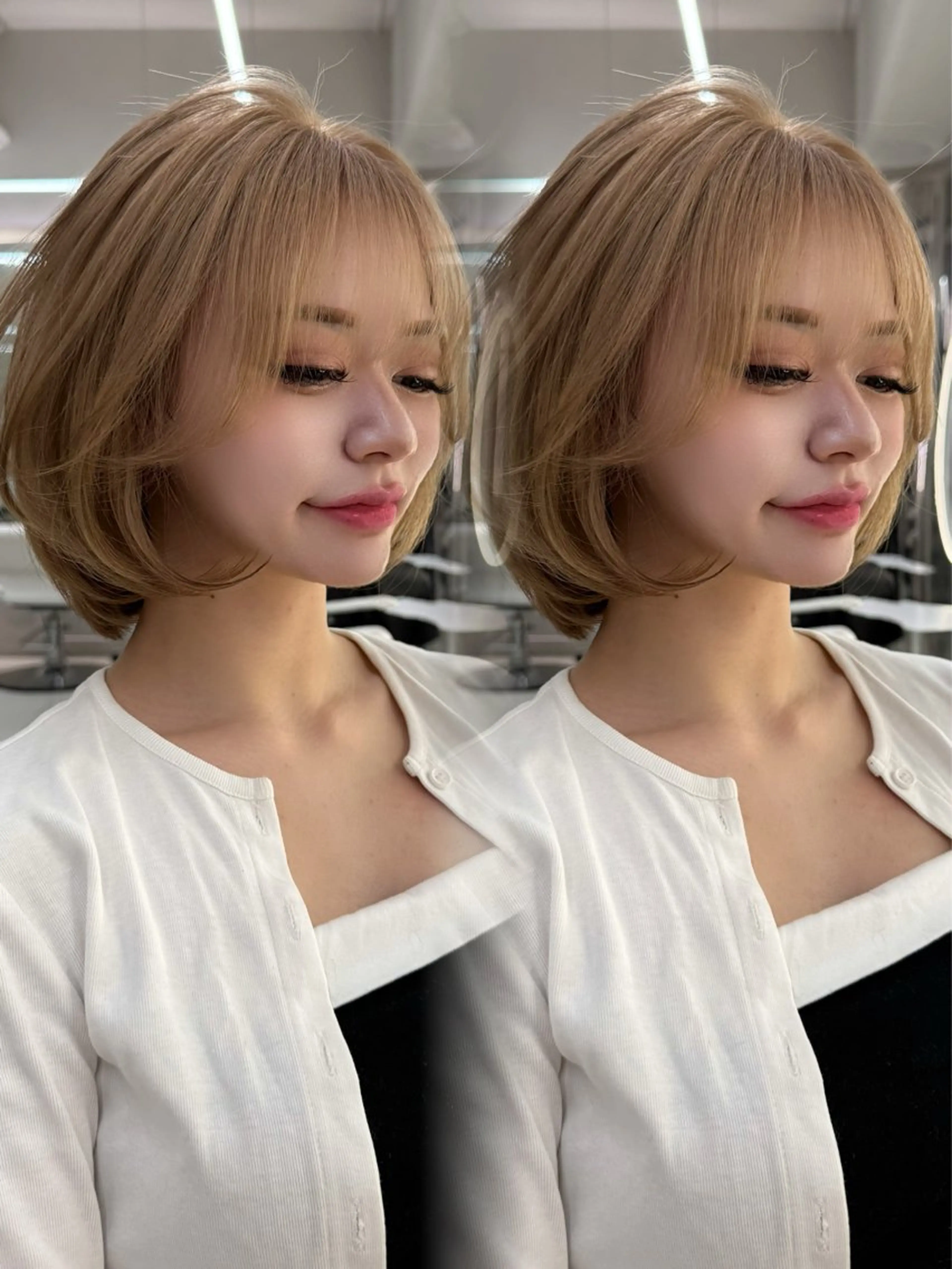 ミディアム カラー ベージュカラー ボブ ハイトーンボブ Mizuki.のヘアスタイル